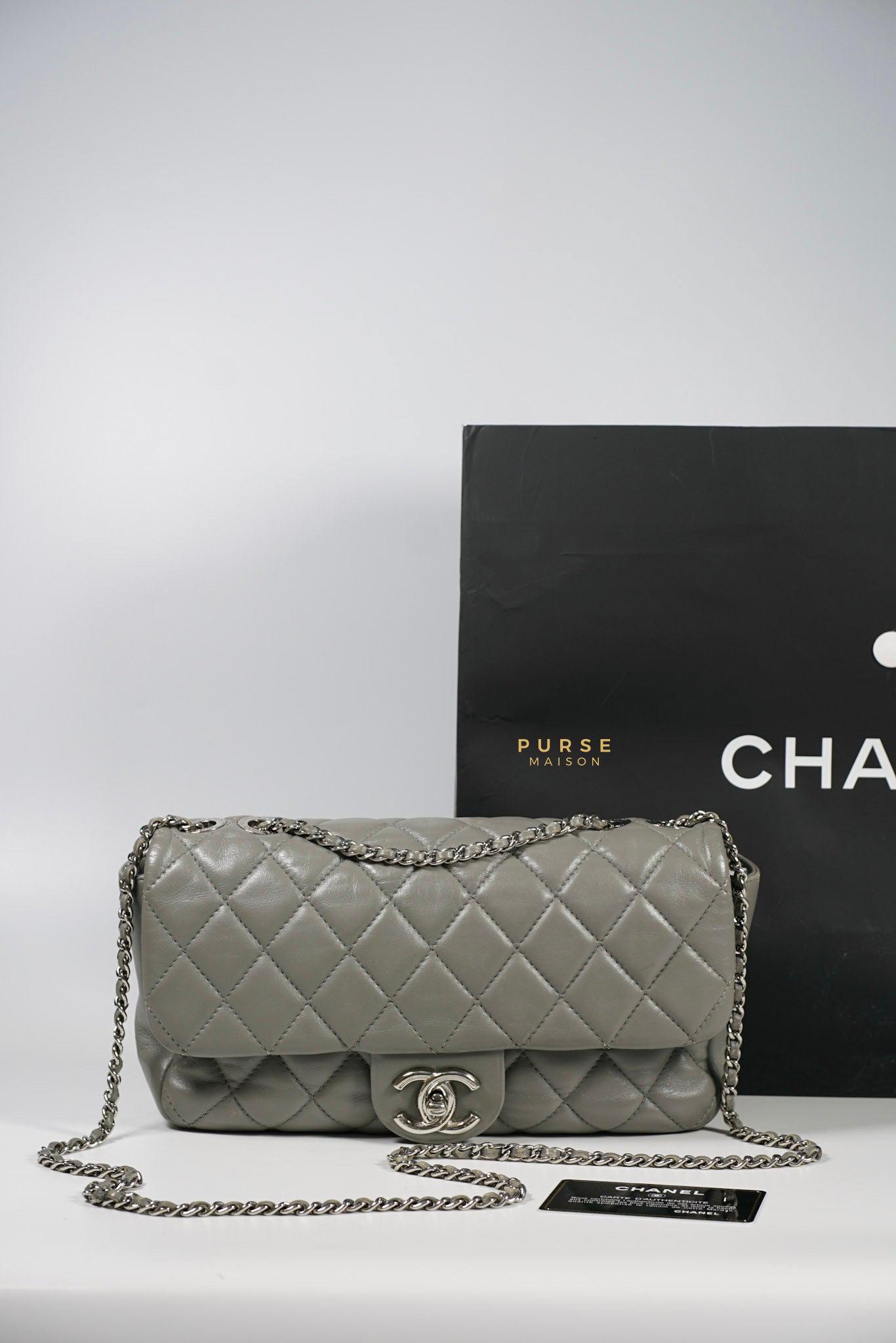 Chanel Medium Coco Rain Flap Lambskin Silver Hardware Series 13 (Gray)