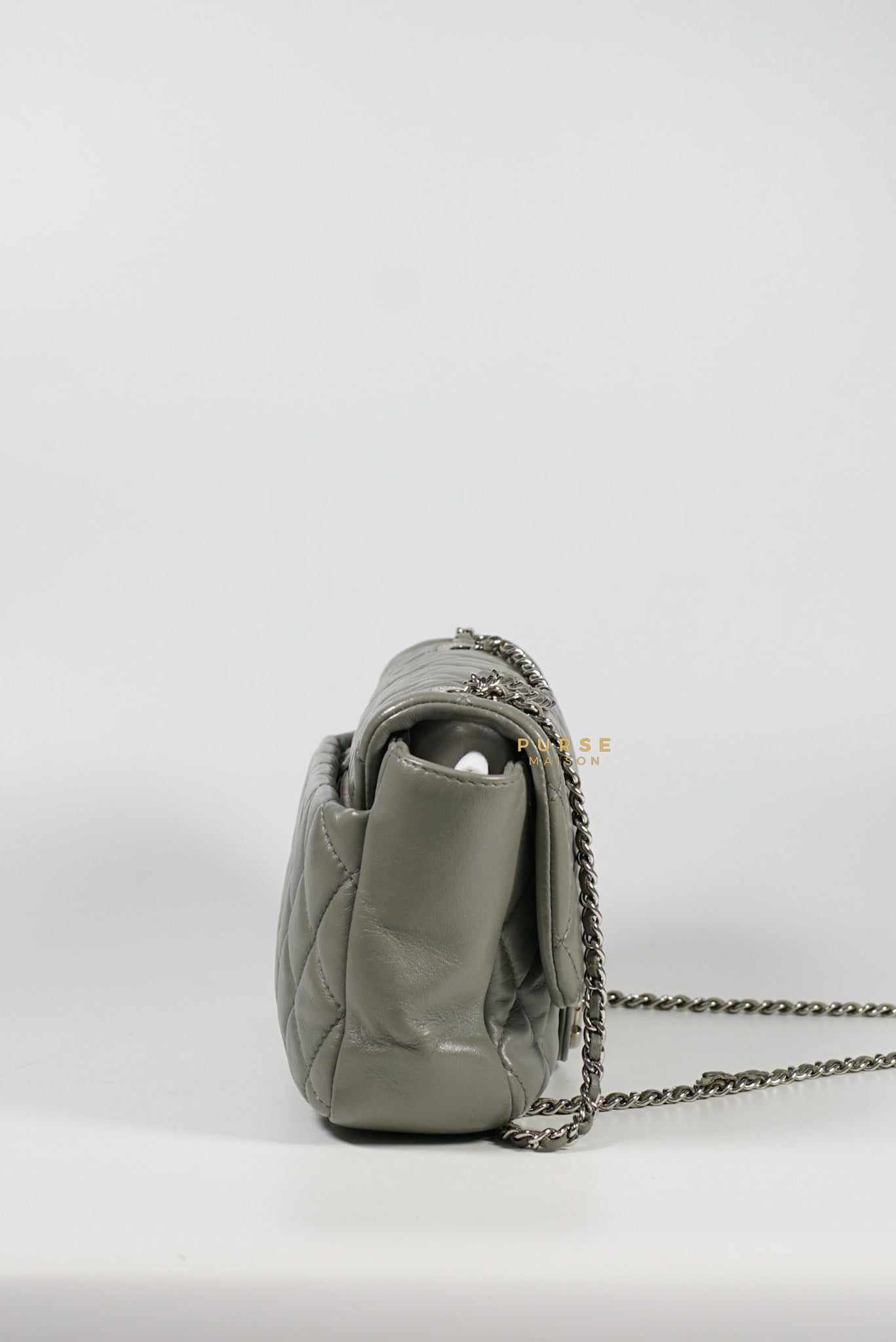 Chanel Medium Coco Rain Flap Lambskin Silver Hardware Series 13 (Gray)