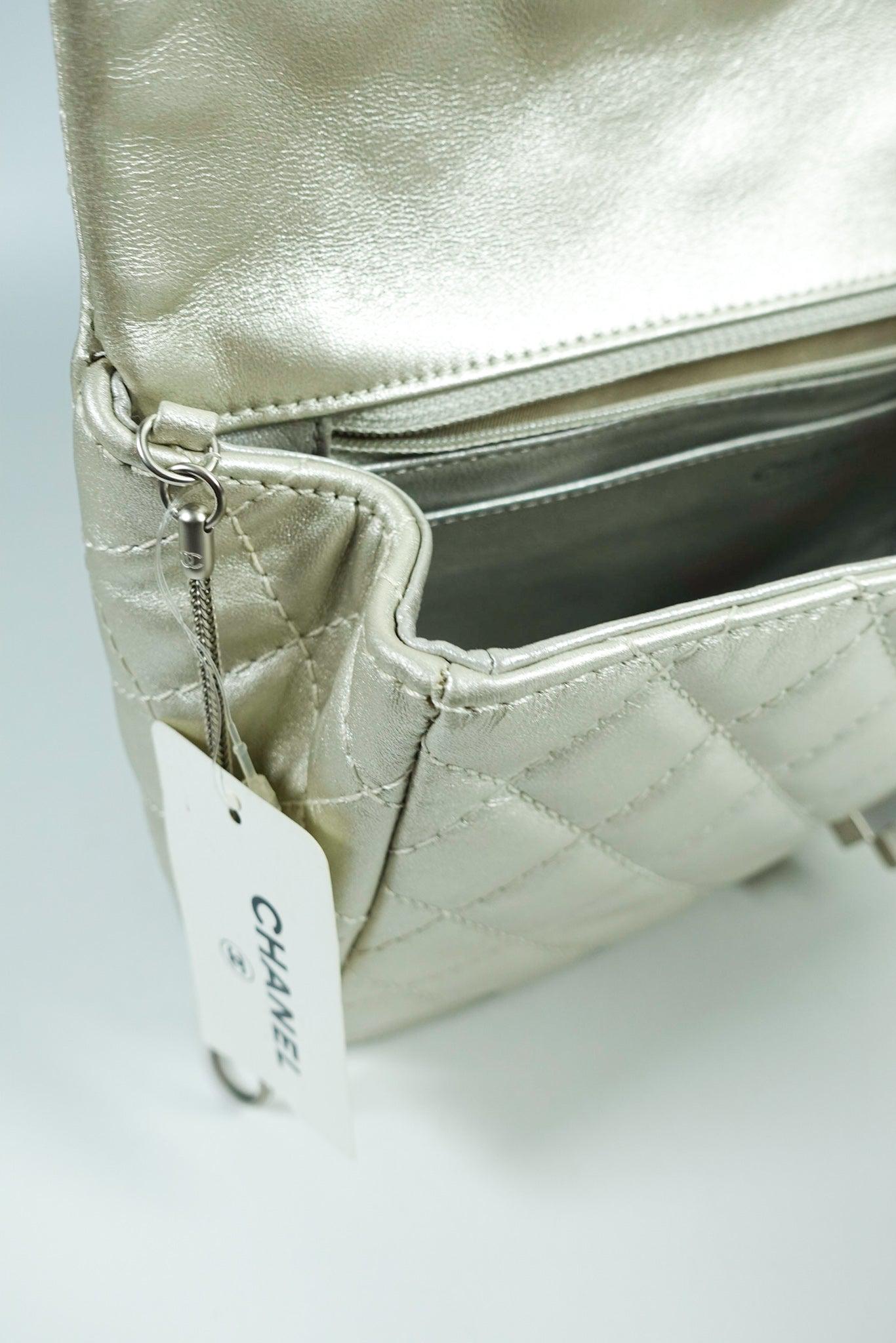 Chanel Metallic Silver Quilted Calfskin Reissue Clutch (Series 12)