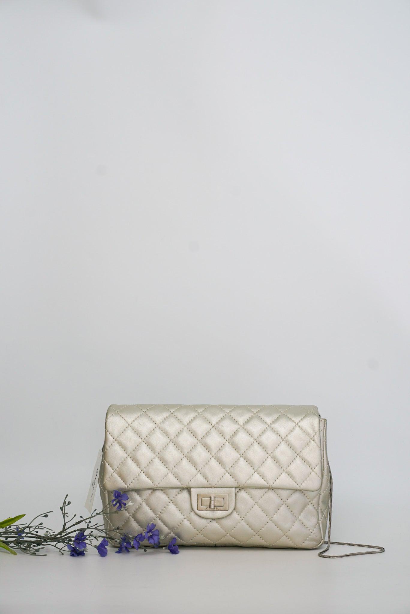 Chanel Metallic Silver Quilted Calfskin Reissue Clutch