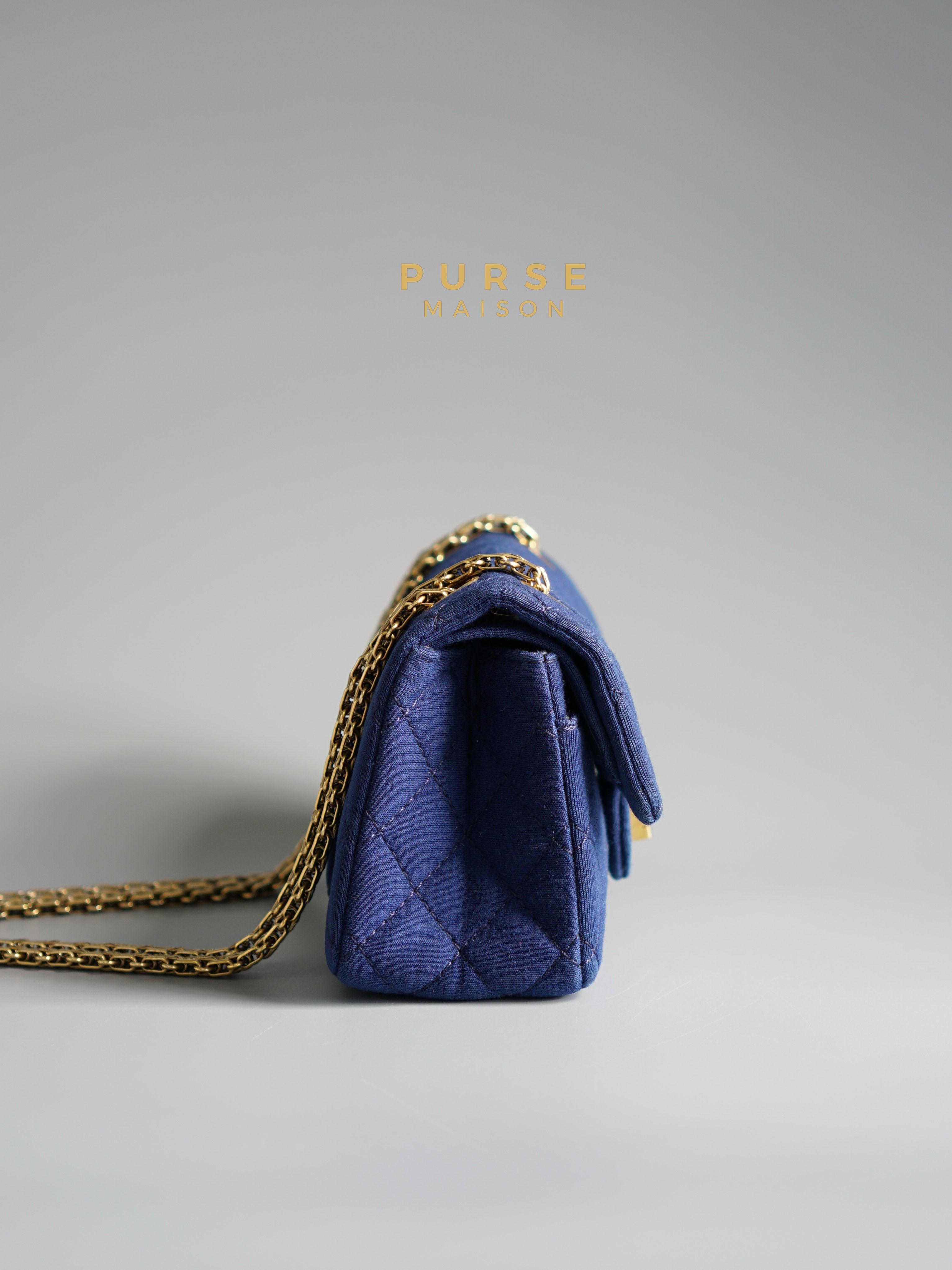 Chanel Mini 2.55 Reissue Denim Blue & Aged Gold Hardware Series 20 | Purse Maison Luxury Bags Shop