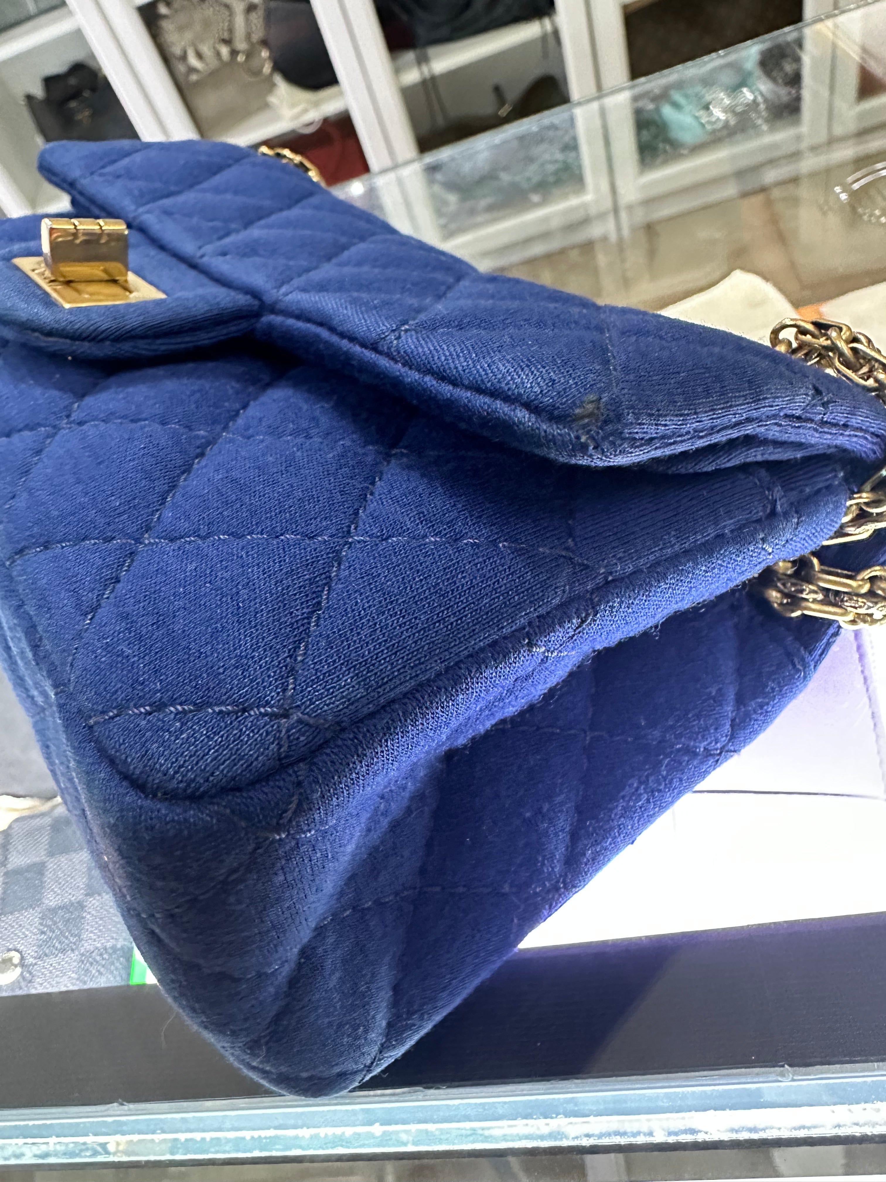 Chanel Mini 2.55 Reissue Denim Blue & Aged Gold Hardware Series 20 | Purse Maison Luxury Bags Shop