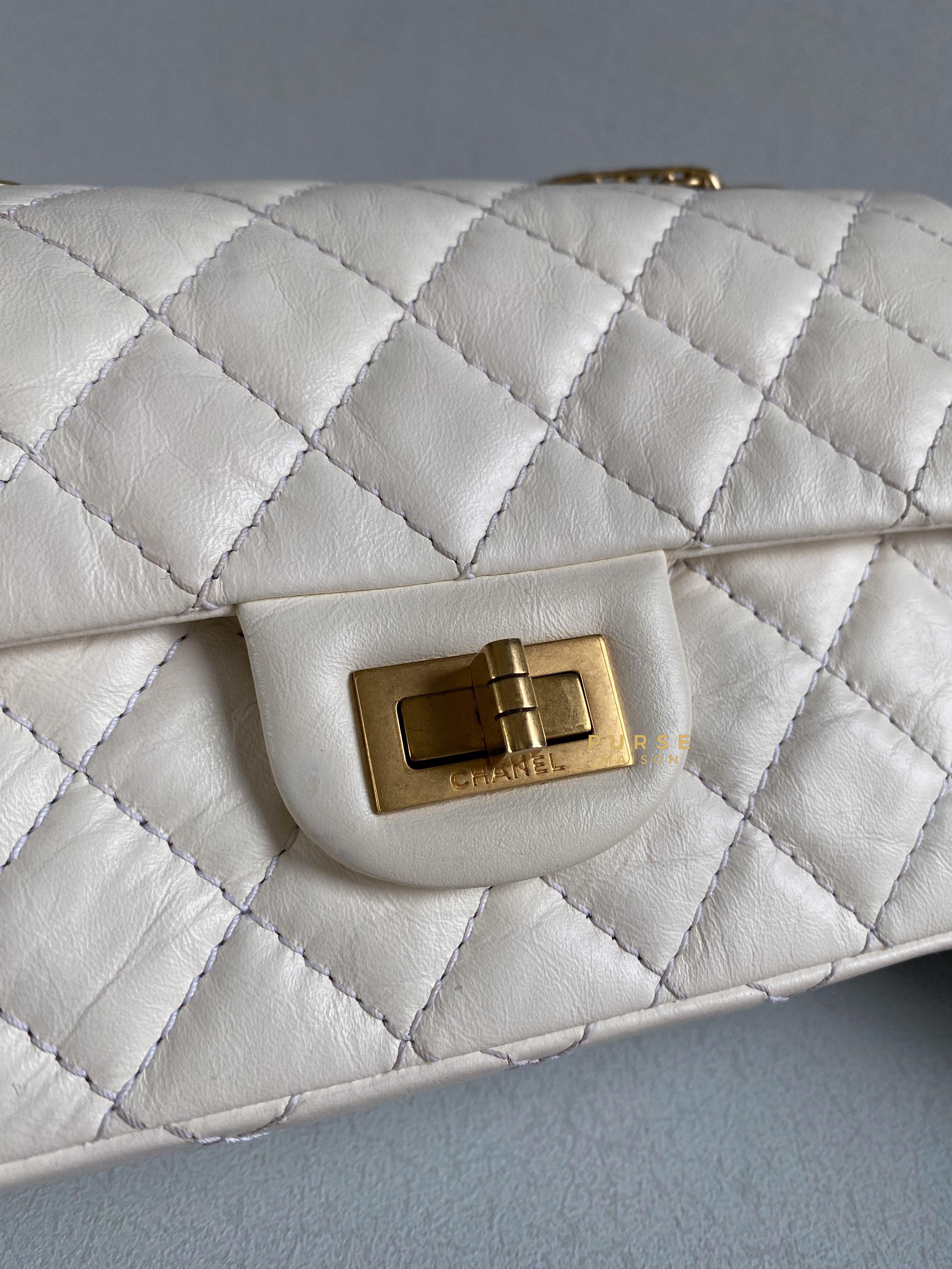 Chanel Mini Reissue White Distressed Calfskin Aged Gold