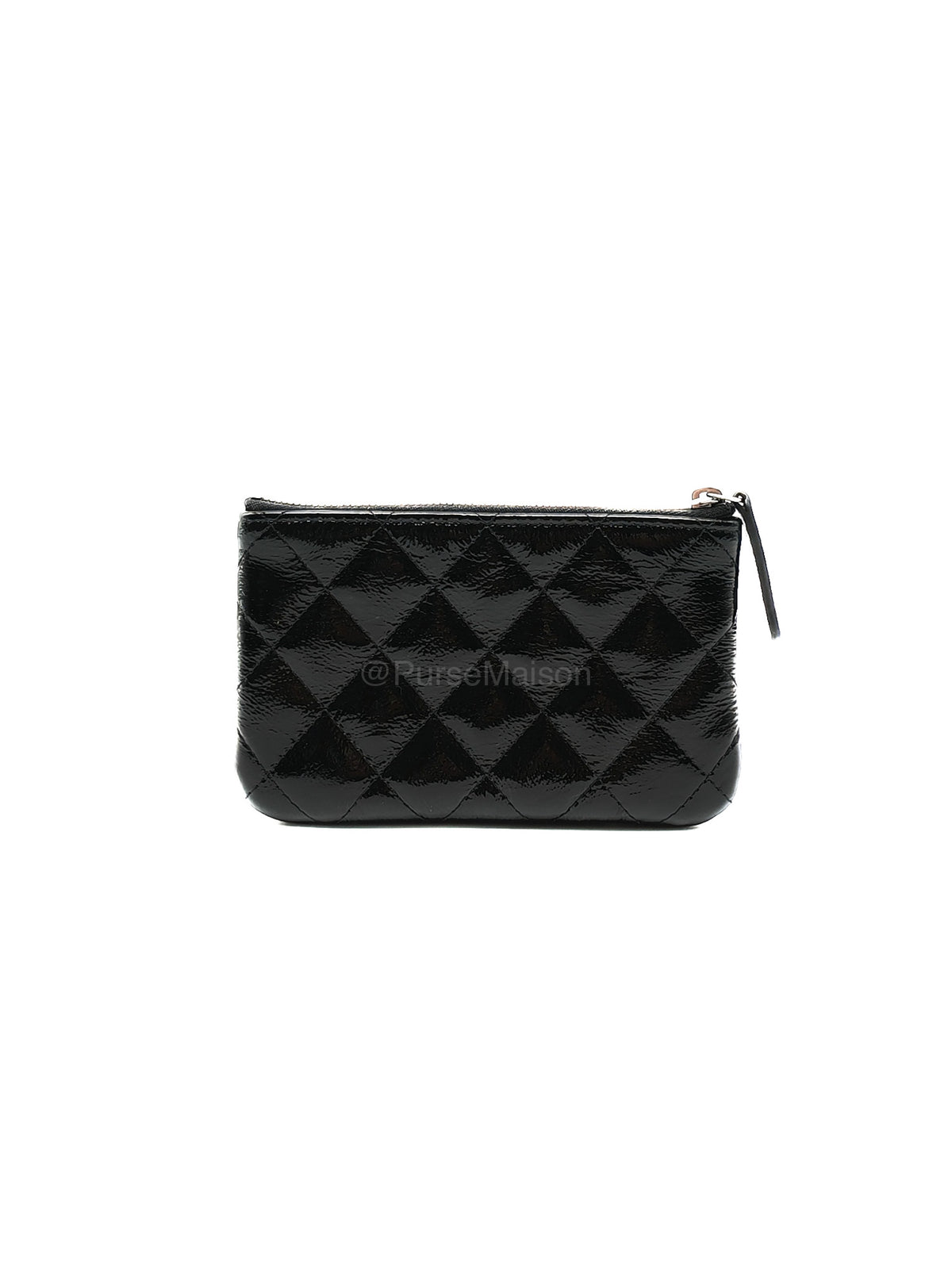 Chanel Mini O-case Coin Purse in Black Quilted Patent Leather Ruthenium Hardware Series 19 | Purse Maison Luxury Bags Shop