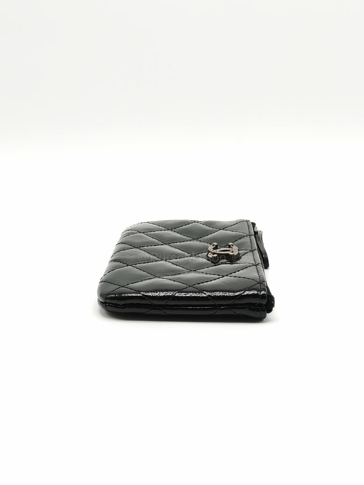 Chanel Mini O-case Coin Purse in Black Quilted Patent Leather Ruthenium Hardware Series 19 | Purse Maison Luxury Bags Shop