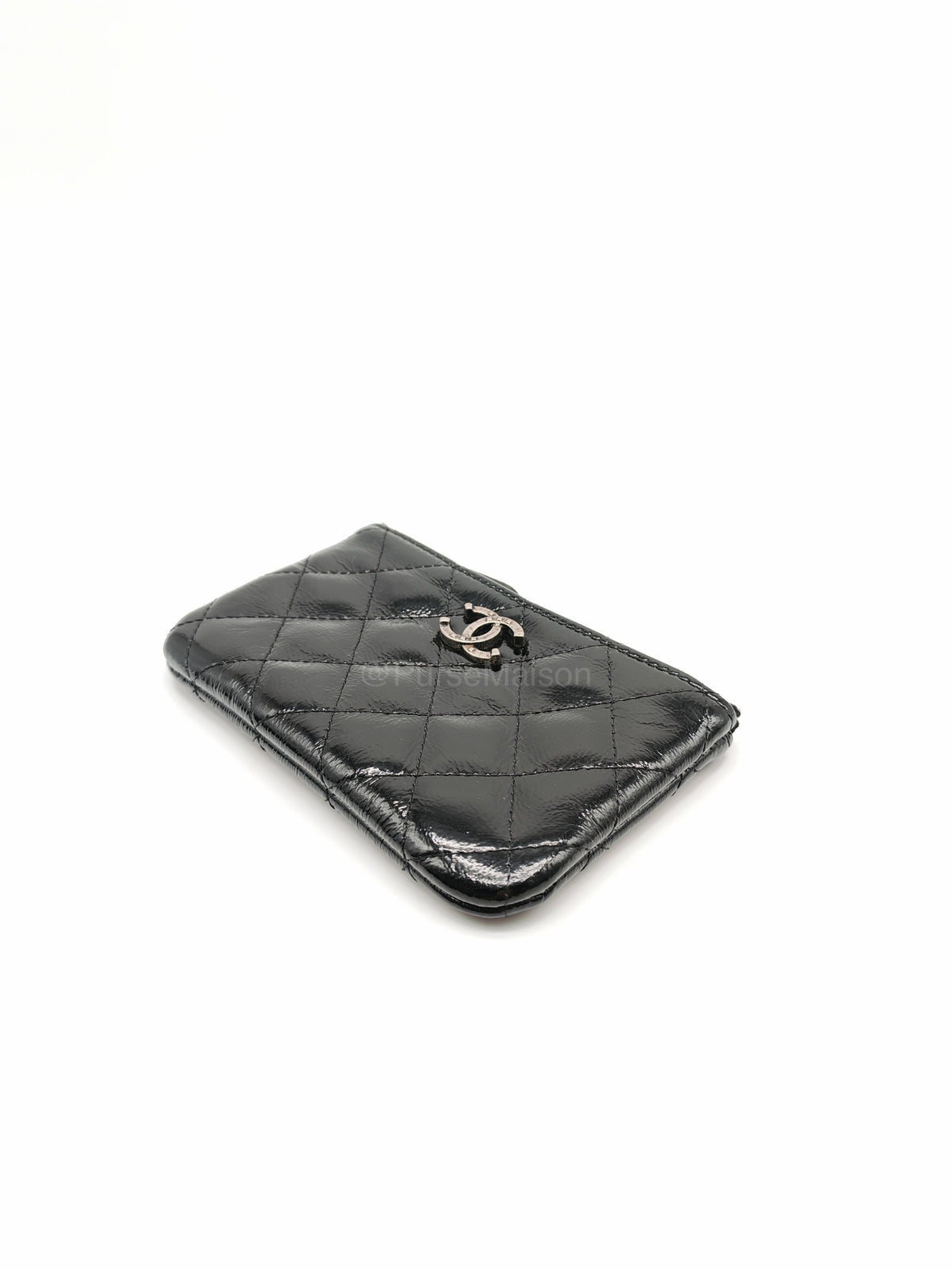 Chanel Mini O-case Coin Purse in Black Quilted Patent Leather Ruthenium Hardware Series 19 | Purse Maison Luxury Bags Shop