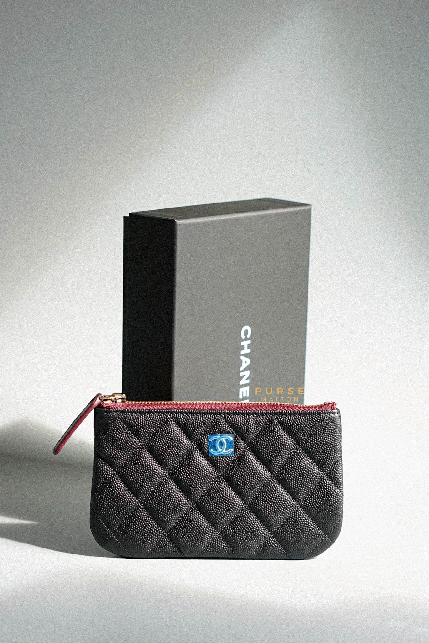 Chanel Mini O Case Pouch Caviar Leather Gold Hardware