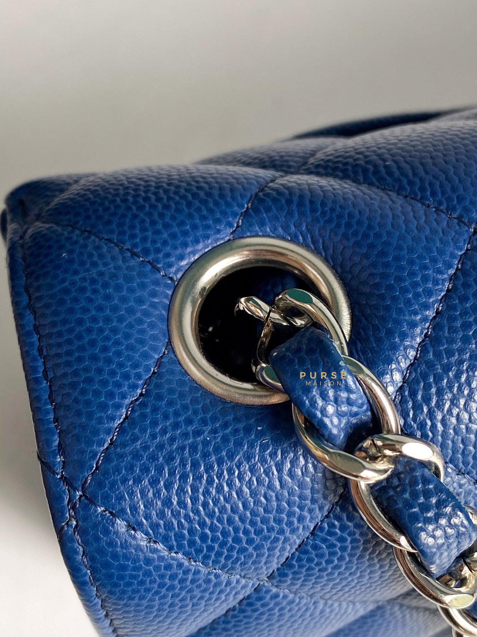 Chanel Mini Rectangle 18C Blue Caviar Leather and Silver Hardware (Series 25)