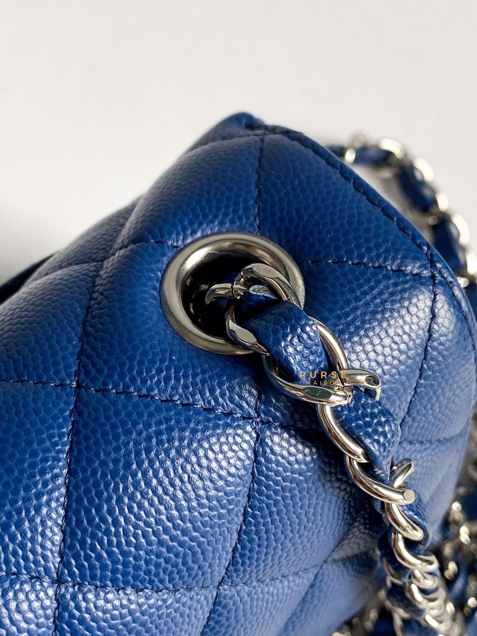 Chanel Mini Rectangle 18C Blue Caviar Leather and Silver Hardware (Series 25)