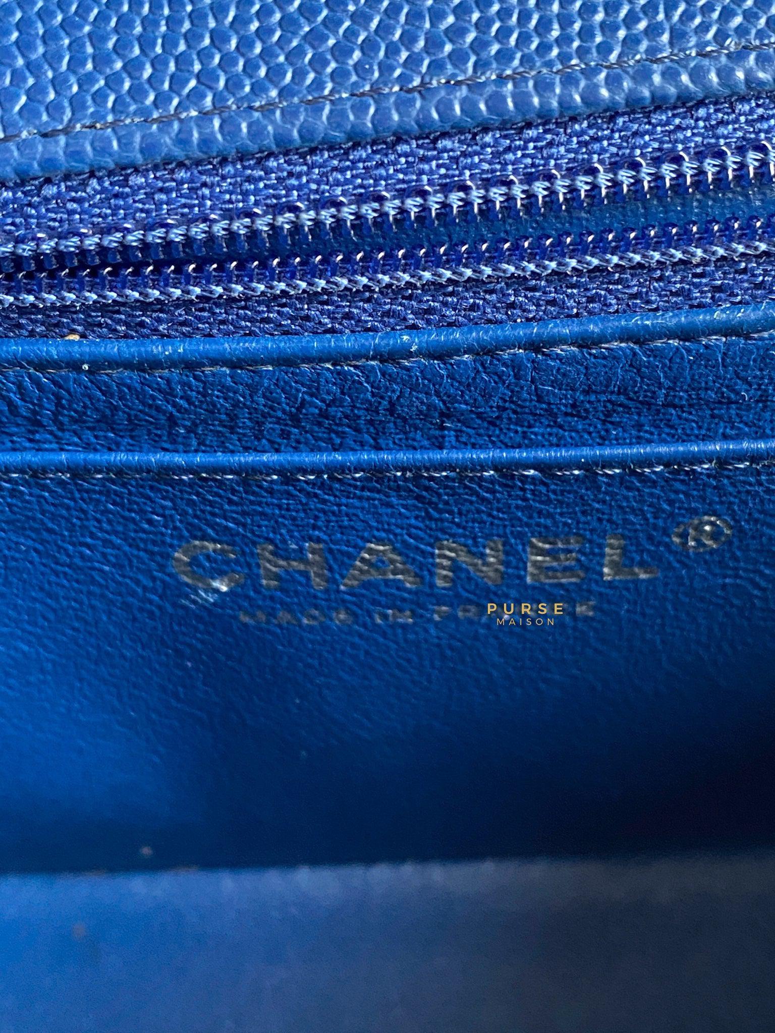 Chanel Mini Rectangle 18C Blue Caviar Leather and Silver Hardware (Series 25)