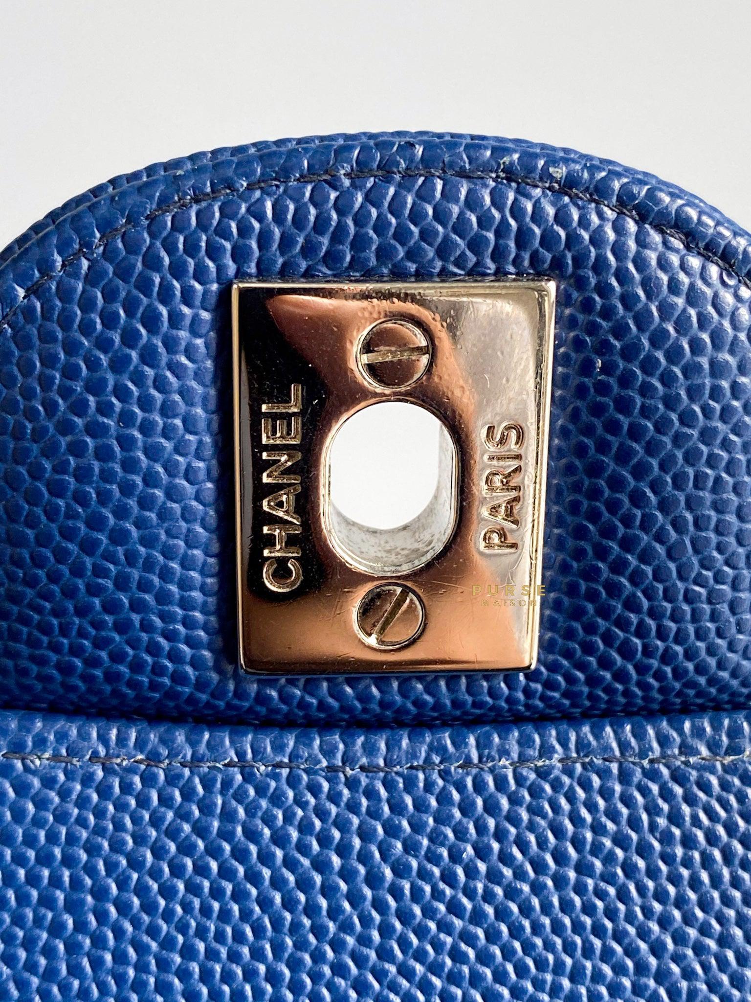 Chanel Mini Rectangle 18C Blue Caviar Leather and Silver Hardware (Series 25)