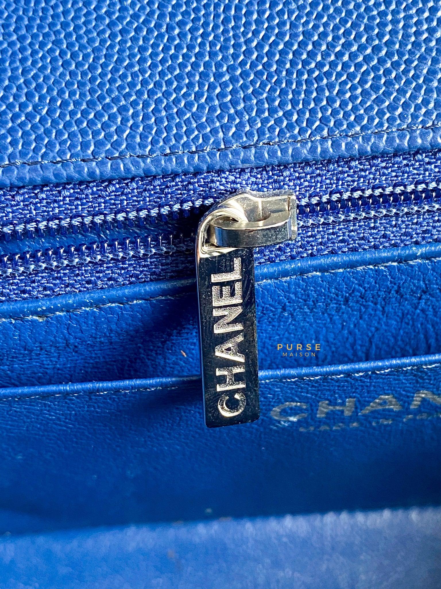 Chanel Mini Rectangle 18C Blue Caviar Leather and Silver Hardware (Series 25)