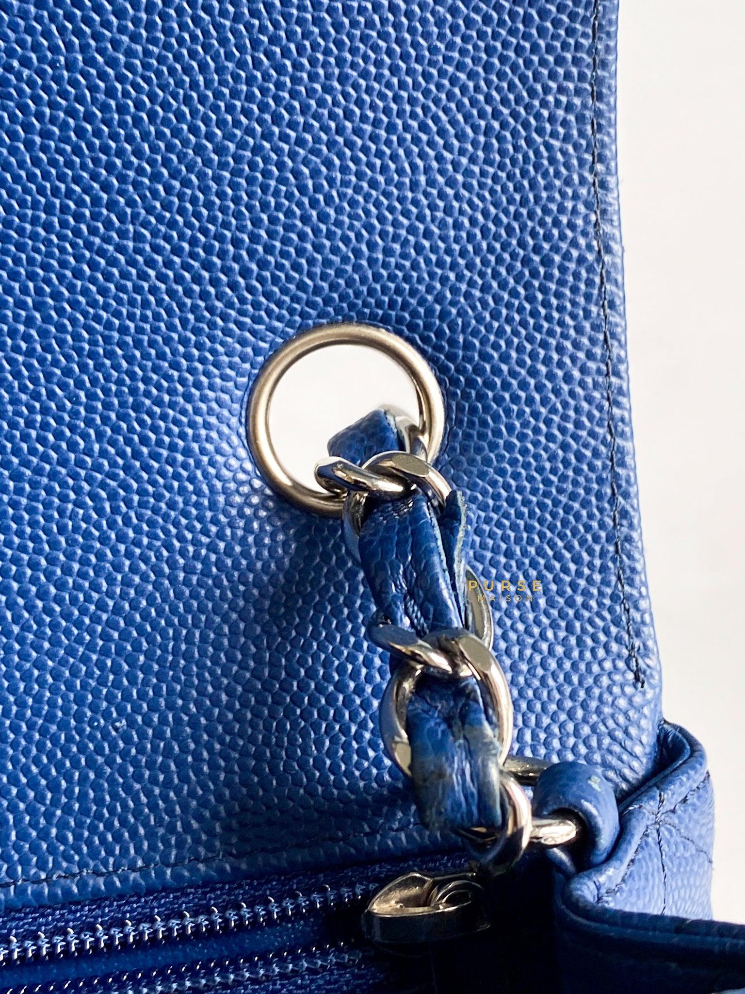 Chanel Mini Rectangle 18C Blue Caviar Leather and Silver Hardware (Series 25)