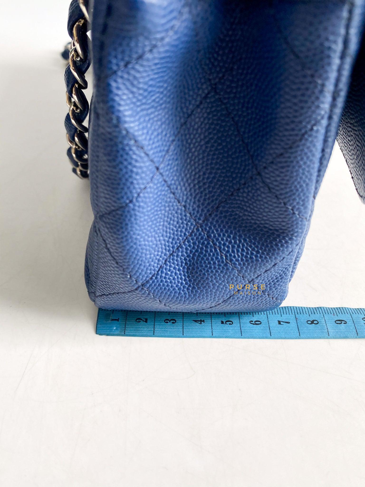 Chanel Mini Rectangle 18C Blue Caviar Leather and Silver Hardware (Series 25)