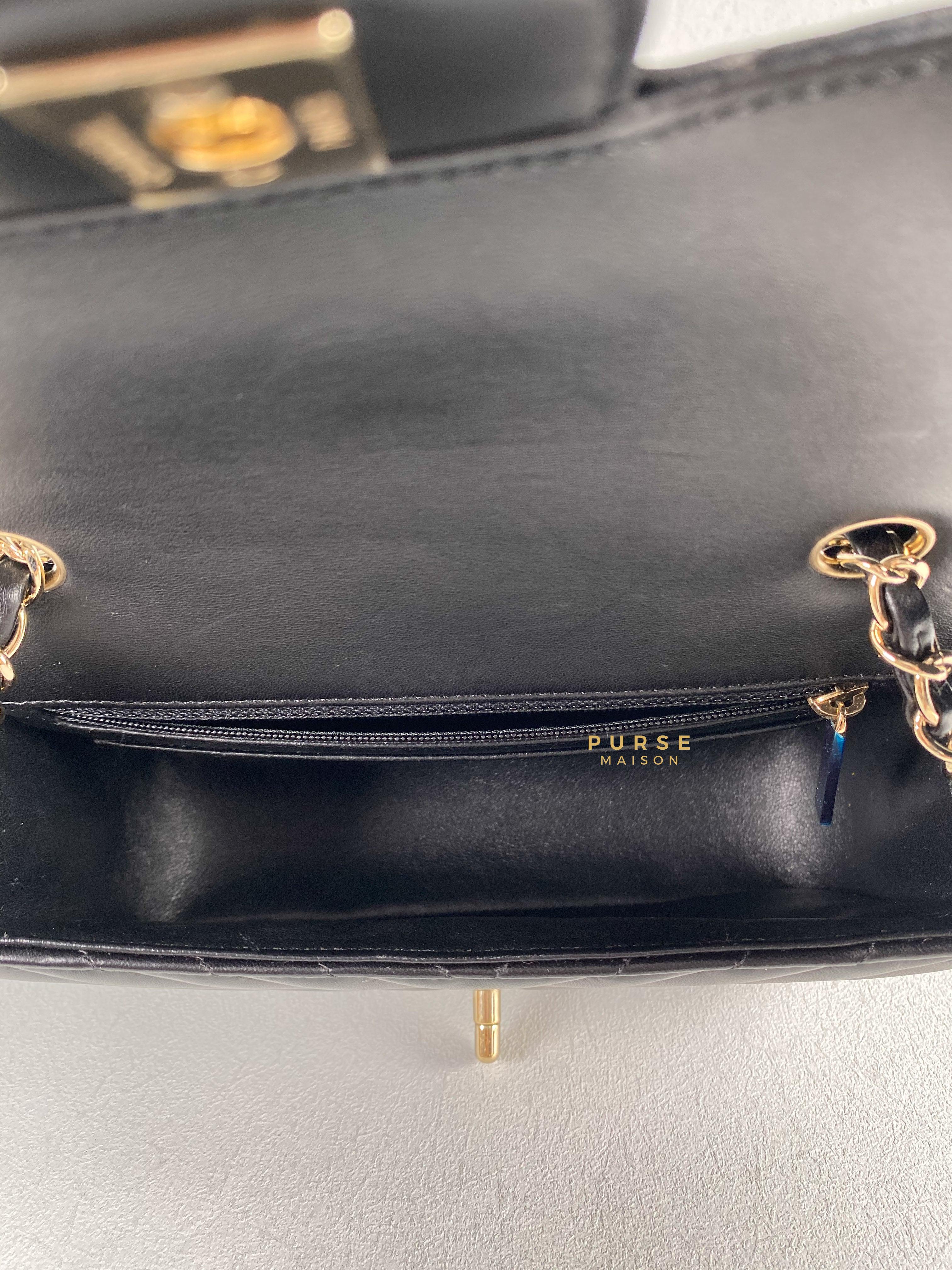 Chanel Mini Rectangle Black Chevron Lambskin and Light Gold Hardware Series 23 | Purse Maison Luxury Bags Shop
