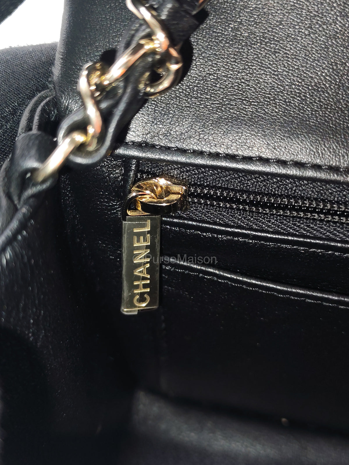 Chanel Mini Rectangle in Black Lambskin Leather Light Gold Hardware(Microchip) | Purse Maison Luxury Bags Shop