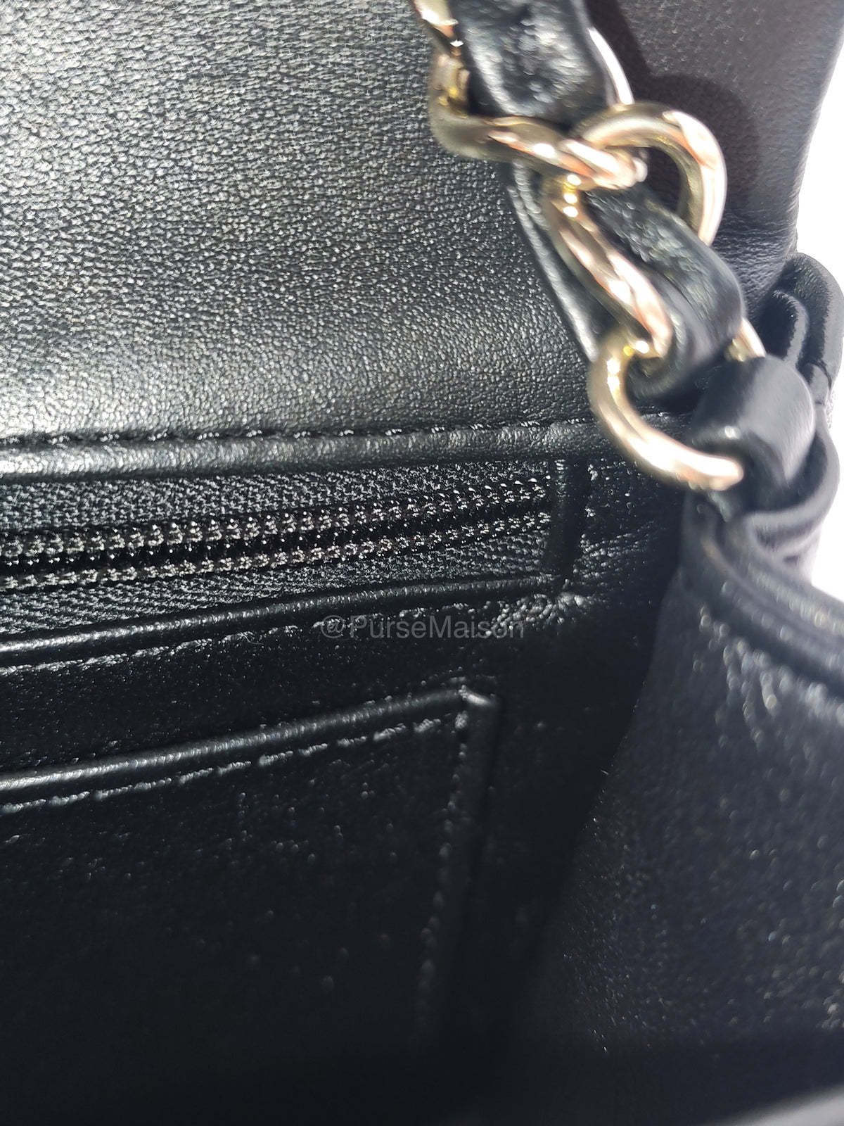 Chanel Mini Rectangle in Black Lambskin Leather Light Gold Hardware(Microchip) | Purse Maison Luxury Bags Shop
