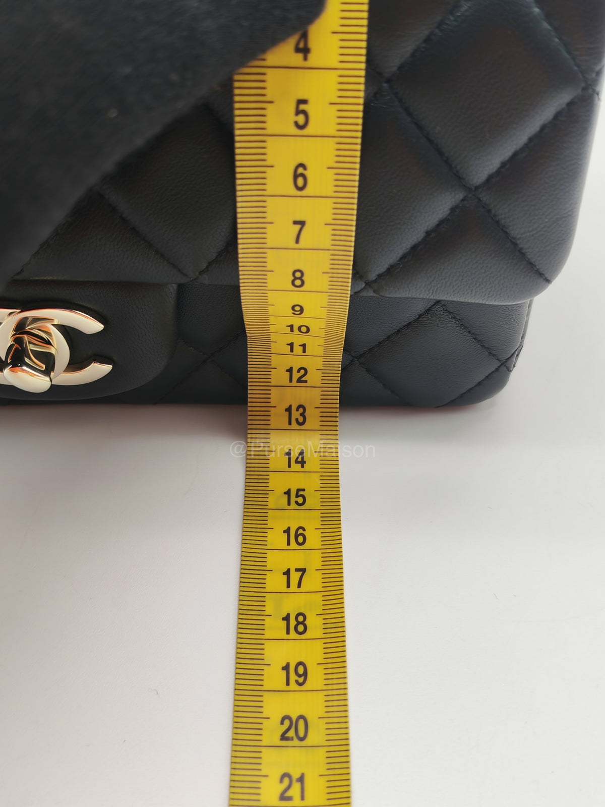 Chanel Mini Rectangle in Black Lambskin Leather Light Gold Hardware(Microchip) | Purse Maison Luxury Bags Shop