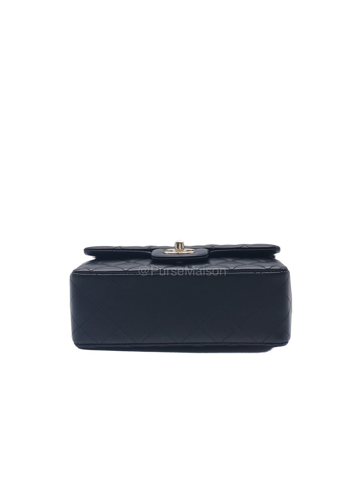 Chanel Mini Rectangle in Black Lambskin Leather Light Gold Hardware(Microchip) | Purse Maison Luxury Bags Shop