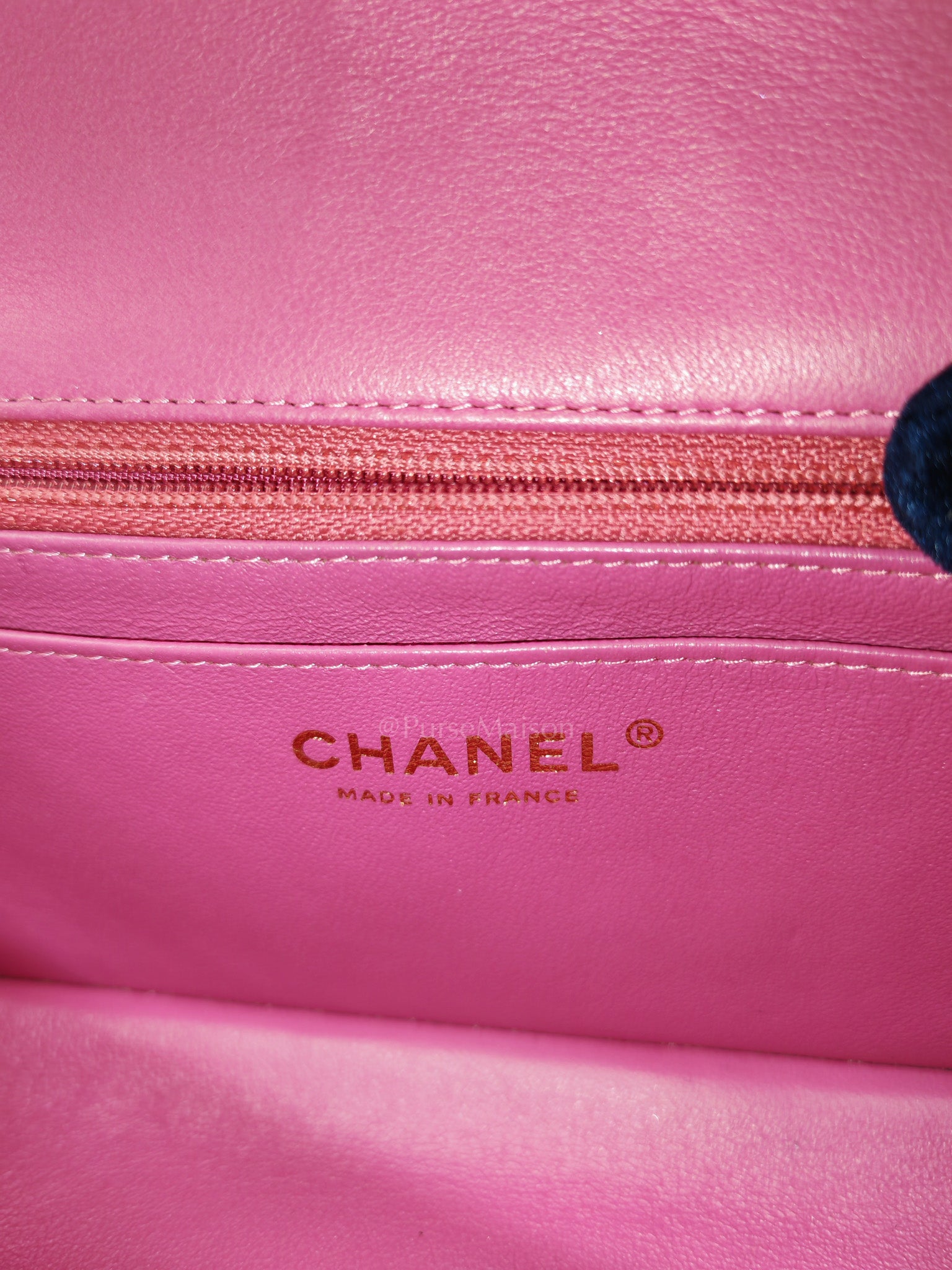 Mini Rectangle in Pink Chevron Quilted Lambskin Leather in Gold Hardware (Series 21) | Purse Maison Luxury Bags Shop