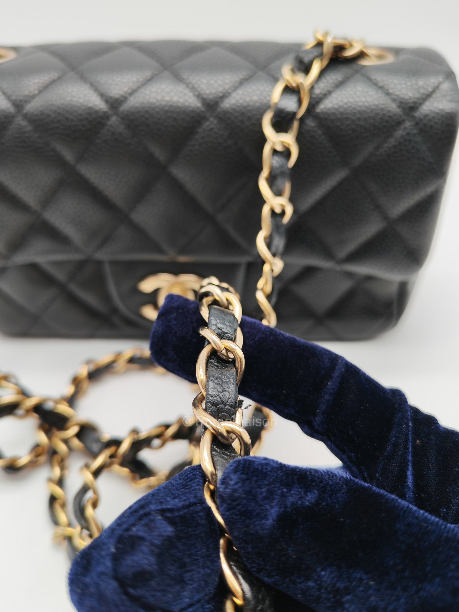 Chanel Mini Rectangular Classic Flap Bag in Black Quilted Caviar Leather and Gold Hardware Series 20 | Purse Maison Luxury Bags Shop