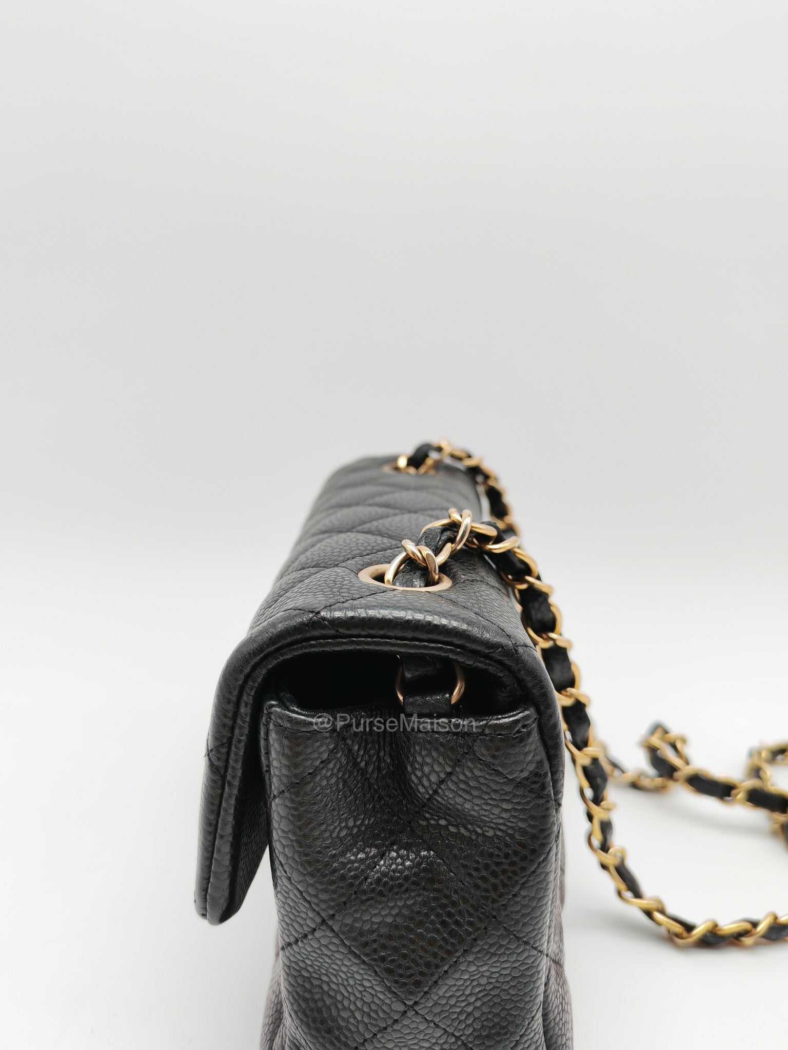 Chanel Mini Rectangular Classic Flap Bag in Black Quilted Caviar Leather and Gold Hardware Series 20 | Purse Maison Luxury Bags Shop