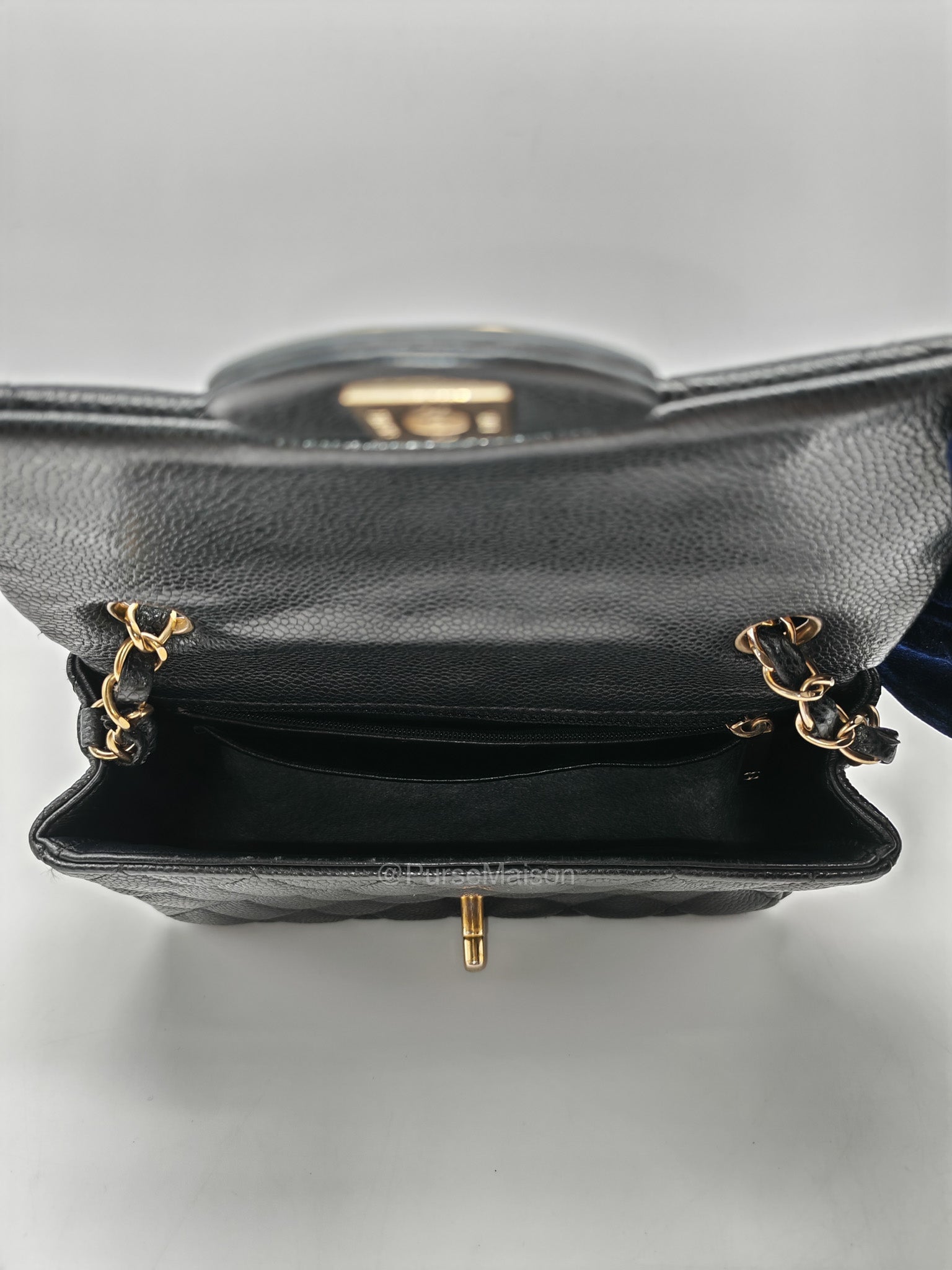 Chanel Mini Rectangular Classic Flap Bag in Black Quilted Caviar Leather and Gold Hardware Series 20 | Purse Maison Luxury Bags Shop