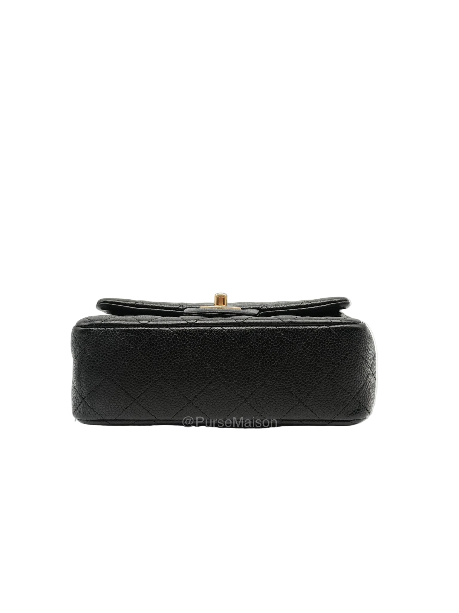 Chanel Mini Rectangular Classic Flap Bag in Black Quilted Caviar Leather and Gold Hardware Series 20 | Purse Maison Luxury Bags Shop