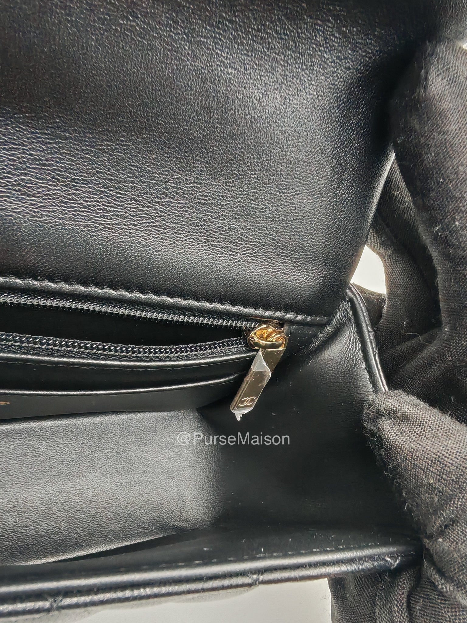 Chanel Mini Rectangular Top Handle Flap Bag in Black Lambskin Leather Light Gold Hardware (Microchip) | Purse Maison Luxury Bags Shop
