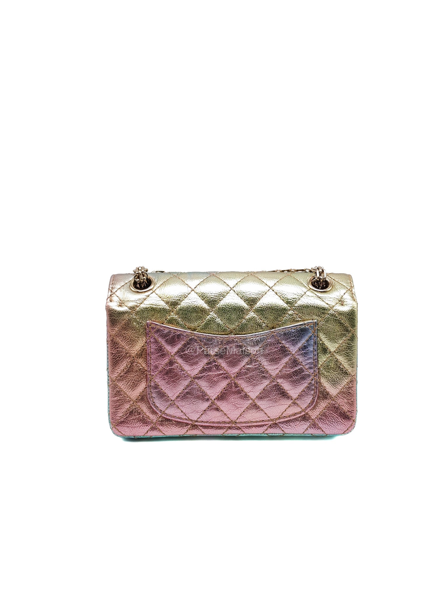 Chanel Mini Reissue 2.55 in Rainbow Metallic Goatskin Leather Light Gold Hardware (Microchip) | Purse Maison Luxury Bags Shop