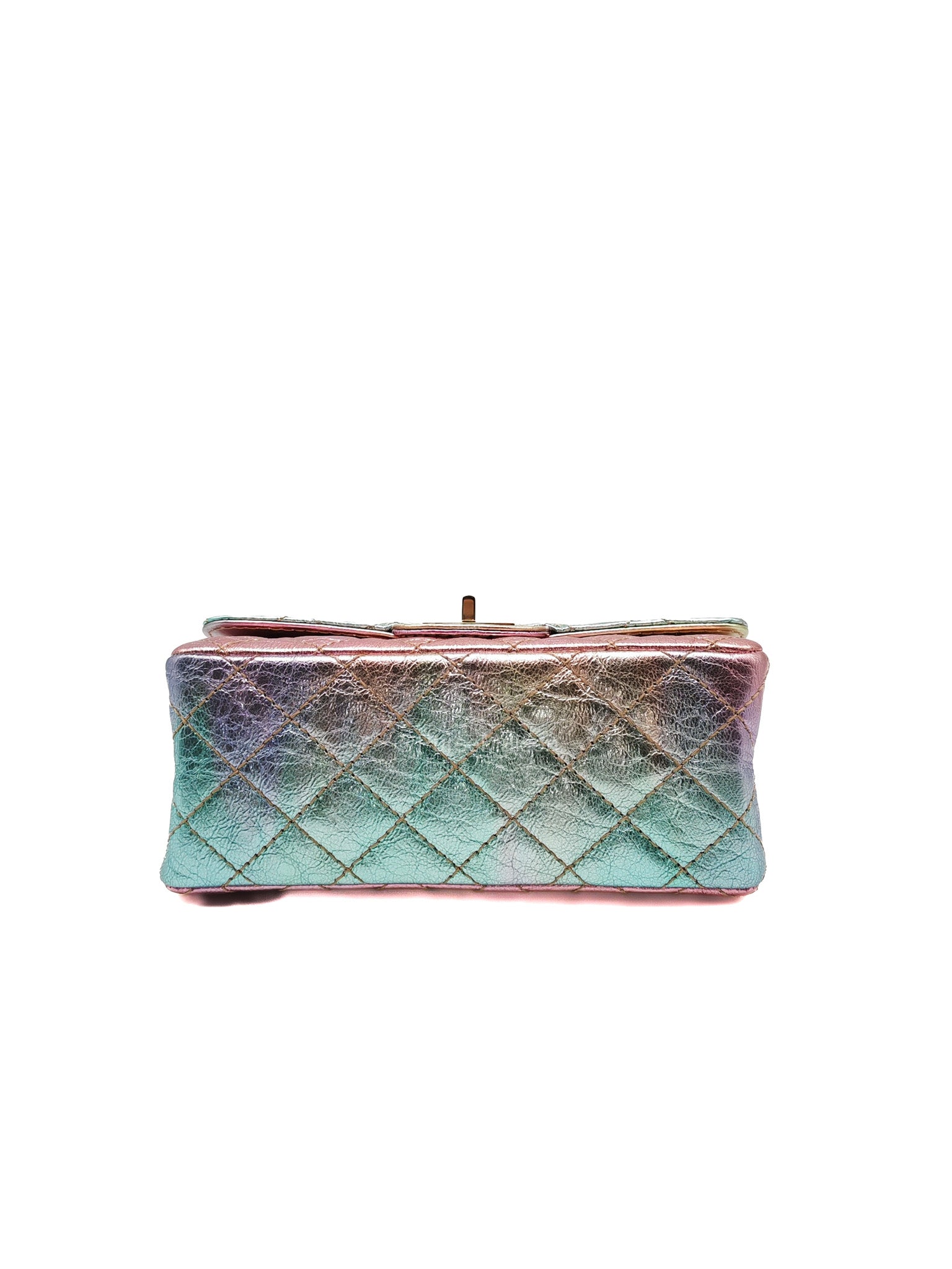 Chanel Mini Reissue 2.55 in Rainbow Metallic Goatskin Leather Light Gold Hardware (Microchip) | Purse Maison Luxury Bags Shop