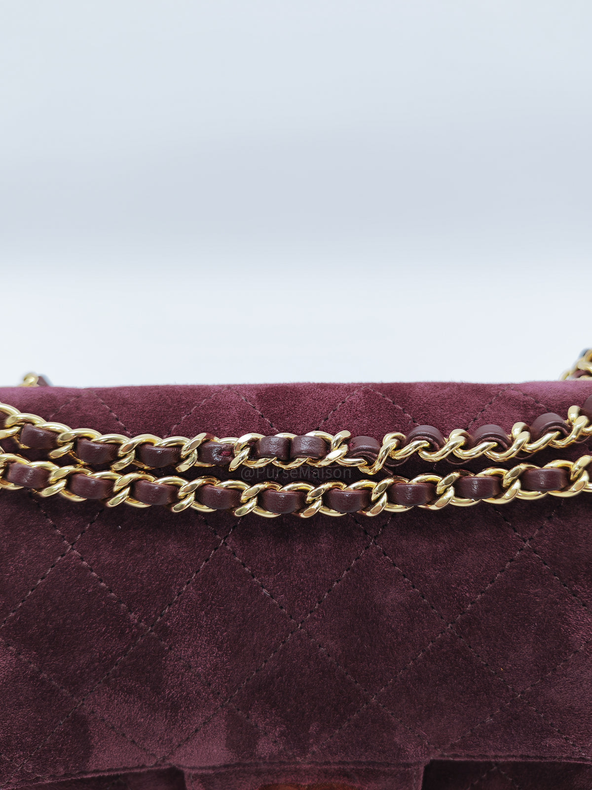 Chanel Mini Souplissimo Flap Bag in Burgundy Suede Calfskin Leather and Gold Hardware Microchip | Purse Maison Luxury Bags Shop