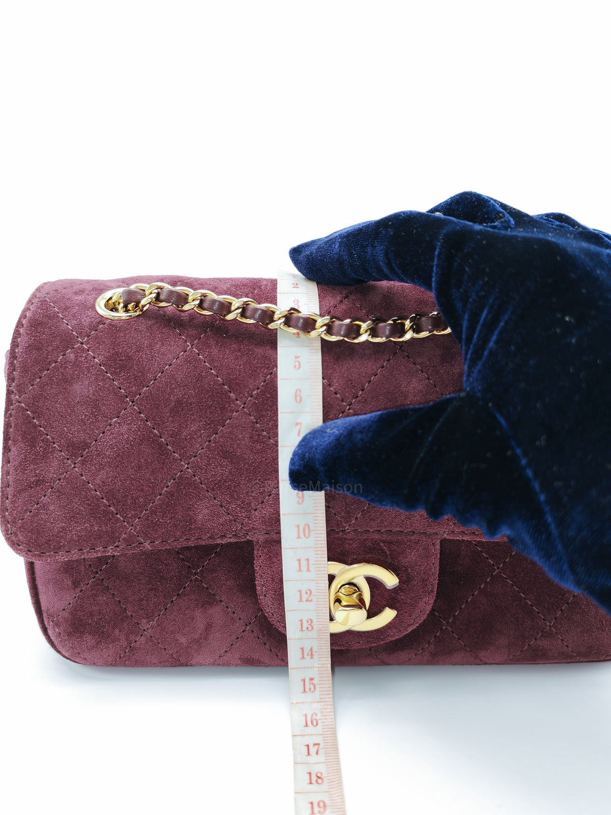 Chanel Mini Souplissimo Flap Bag in Burgundy Suede Calfskin Leather and Gold Hardware Microchip | Purse Maison Luxury Bags Shop