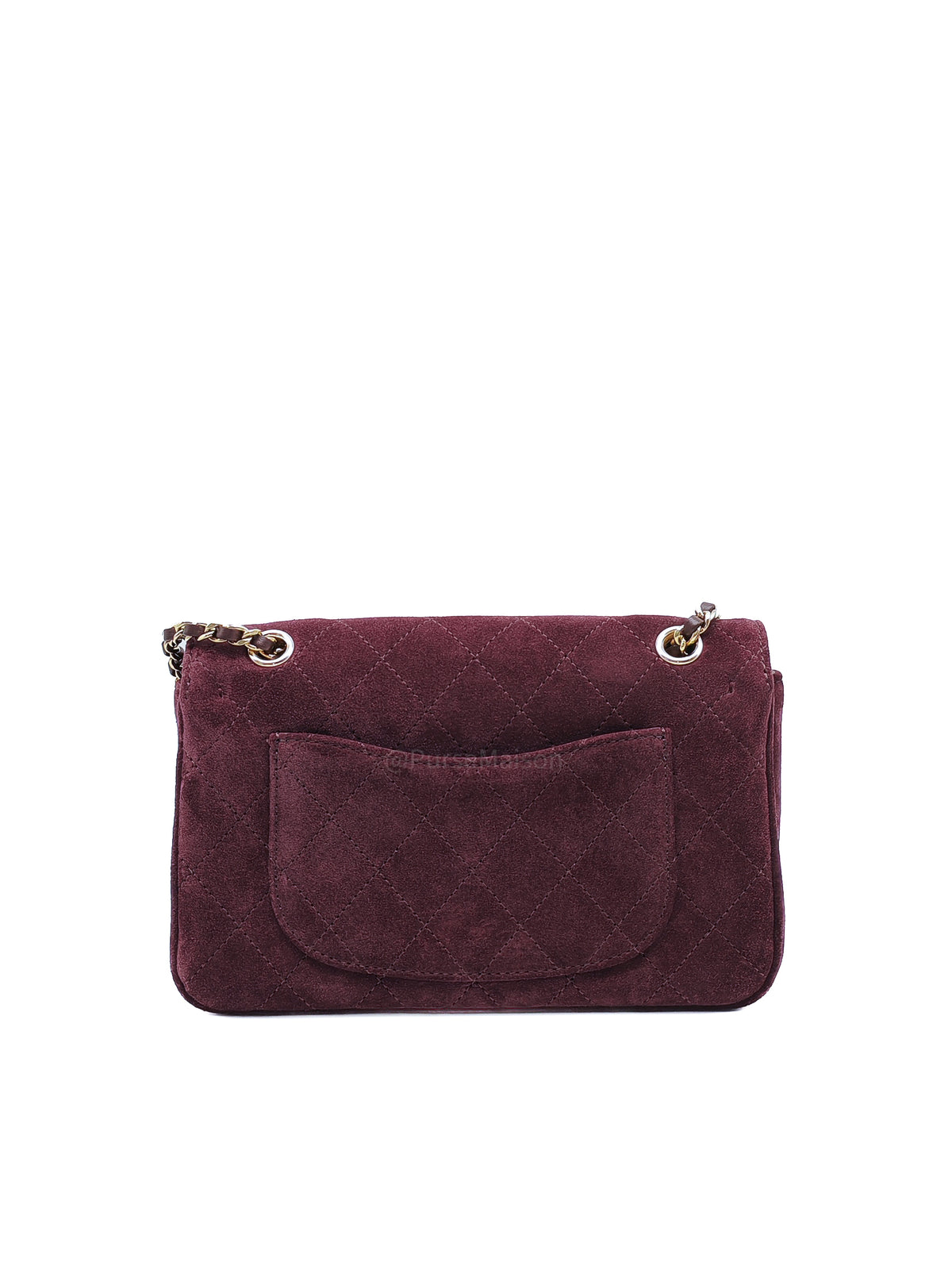 Chanel Mini Souplissimo Flap Bag in Burgundy Suede Calfskin Leather and Gold Hardware Microchip | Purse Maison Luxury Bags Shop