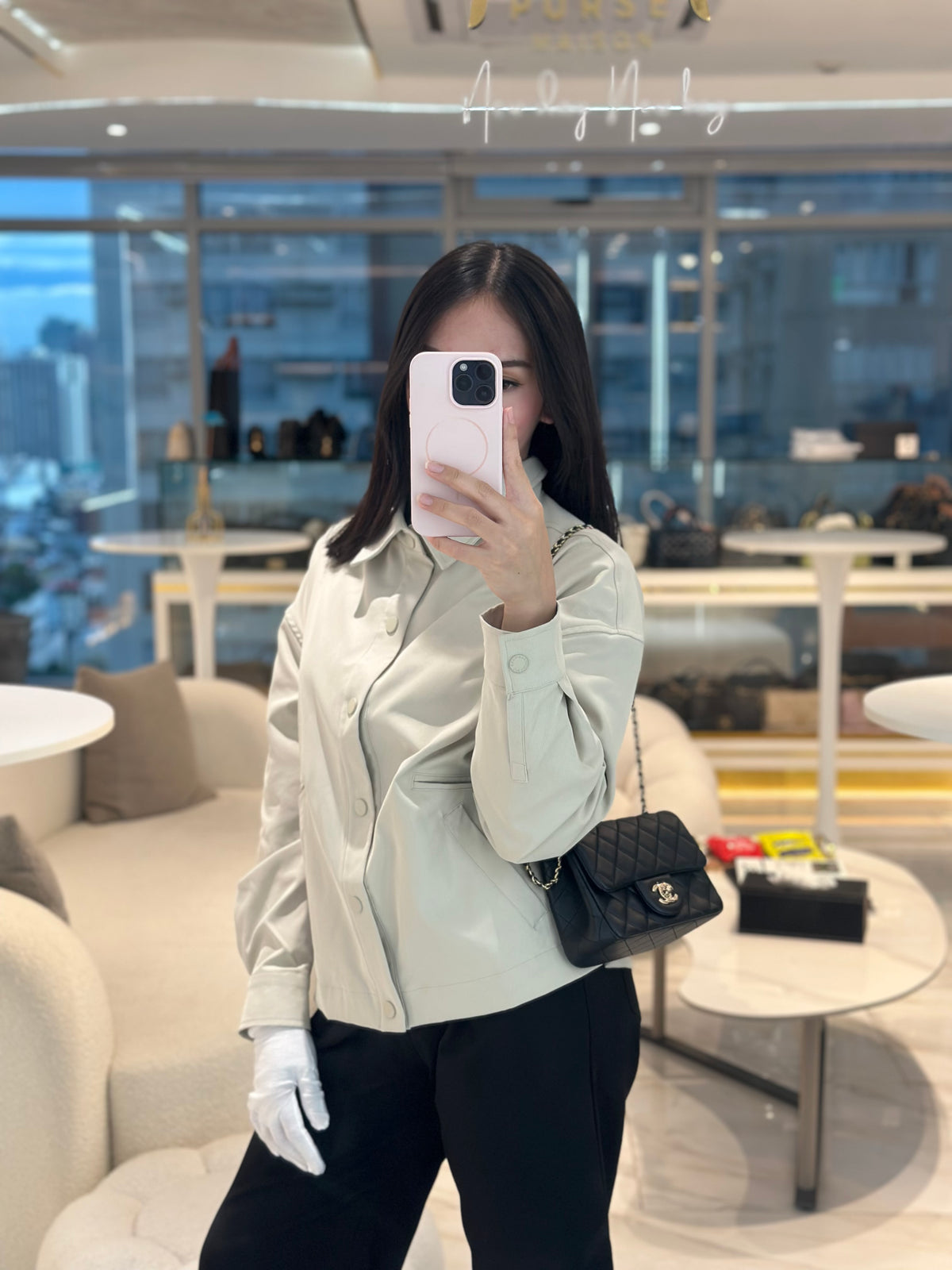 Chanel Mini Square Bag in Black Quilted Lambskin Leather Soccer Ball Pearl Crush in Light Gold Hardware (Microchip) | Purse Maison Luxury Bags Shop