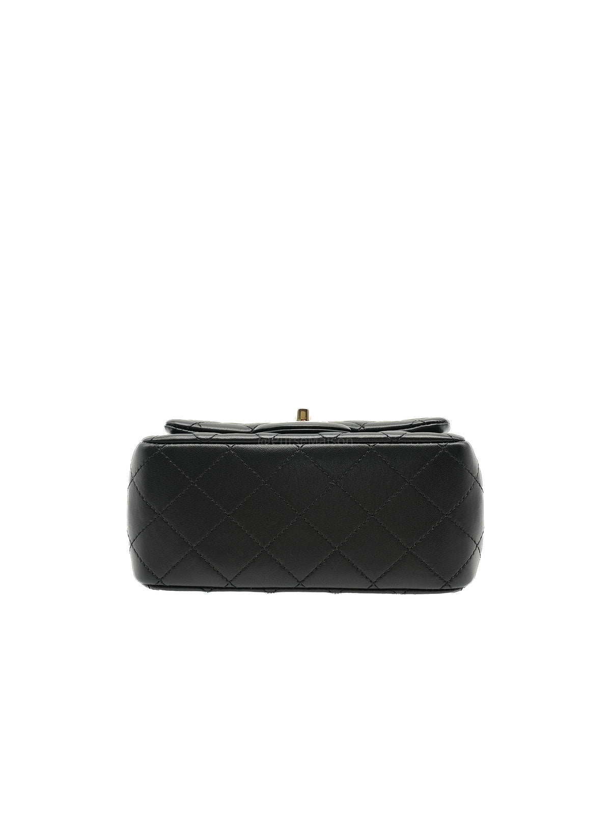 Chanel Mini Square Bag in Black Quilted Lambskin Leather Soccer Ball Pearl Crush in Light Gold Hardware (Microchip) | Purse Maison Luxury Bags Shop