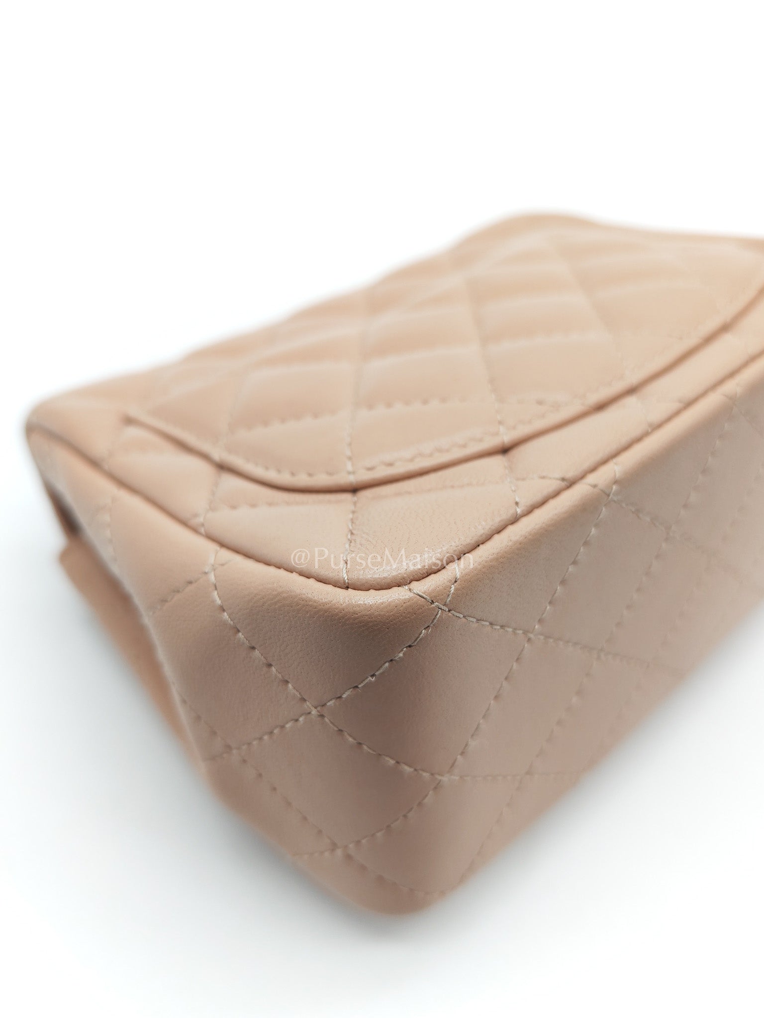 Chanel Mini Square Flap Bag in Dark Beige Light Gold Hardware (Microchip) | Purse Maison Luxury Bags Shop