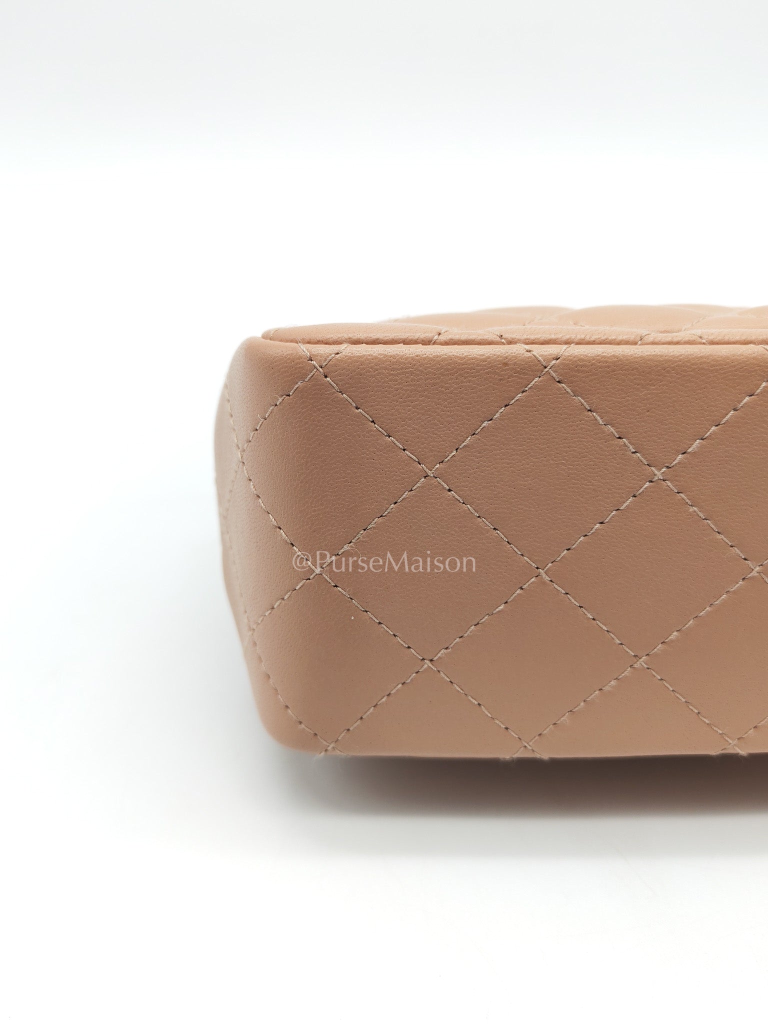 Chanel Mini Square Flap Bag in Dark Beige Light Gold Hardware (Microchip) | Purse Maison Luxury Bags Shop