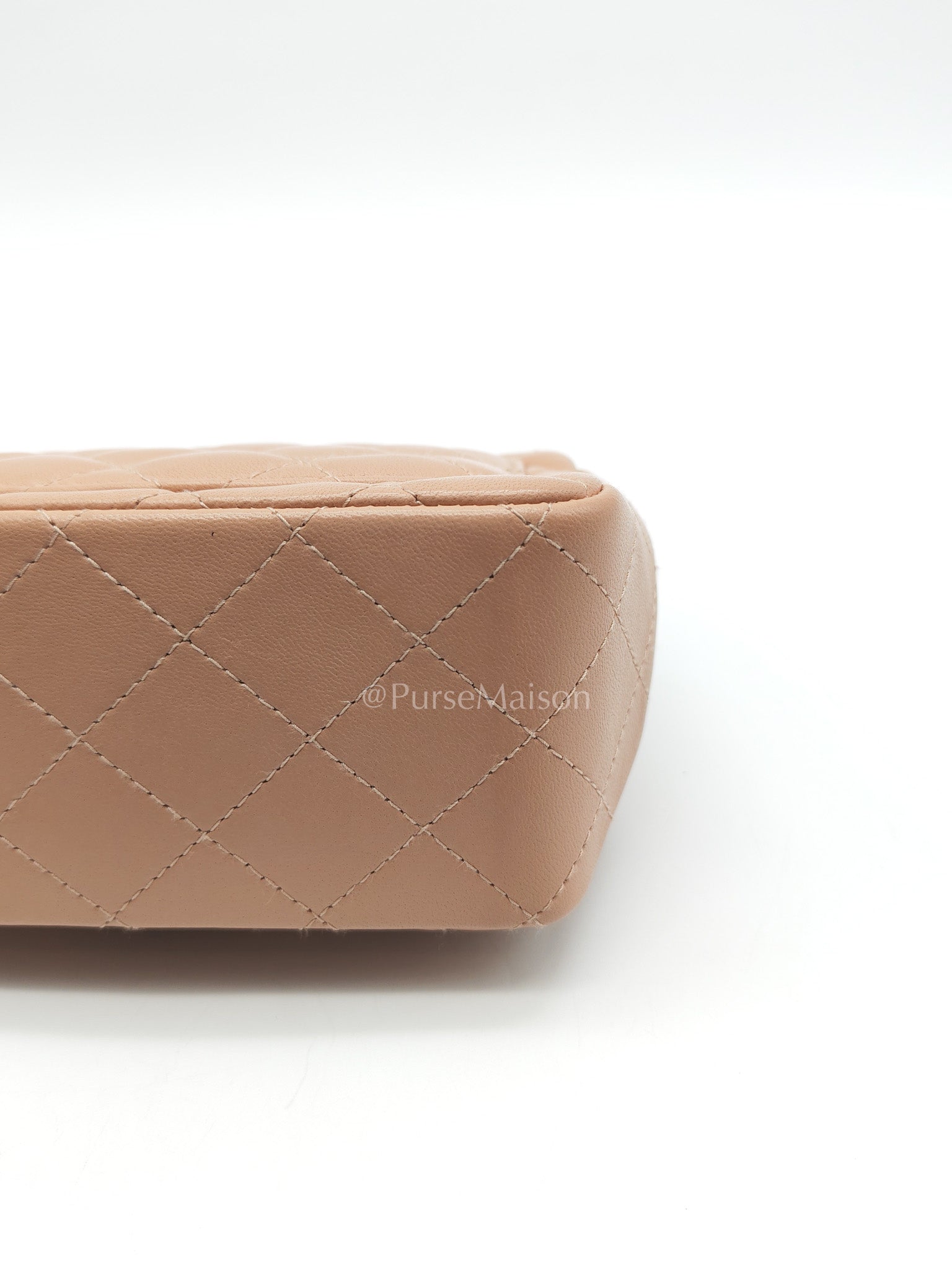 Chanel Mini Square Flap Bag in Dark Beige Light Gold Hardware (Microchip) | Purse Maison Luxury Bags Shop