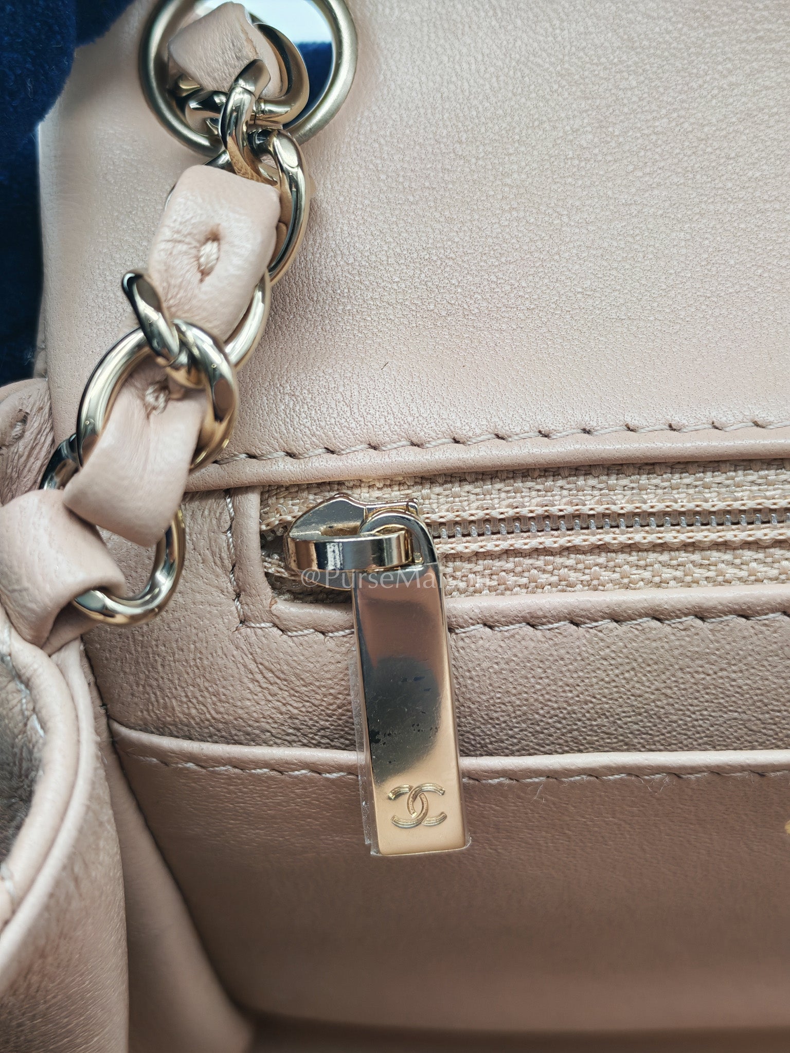 Chanel Mini Square Flap Bag in Dark Beige Light Gold Hardware (Microchip) | Purse Maison Luxury Bags Shop