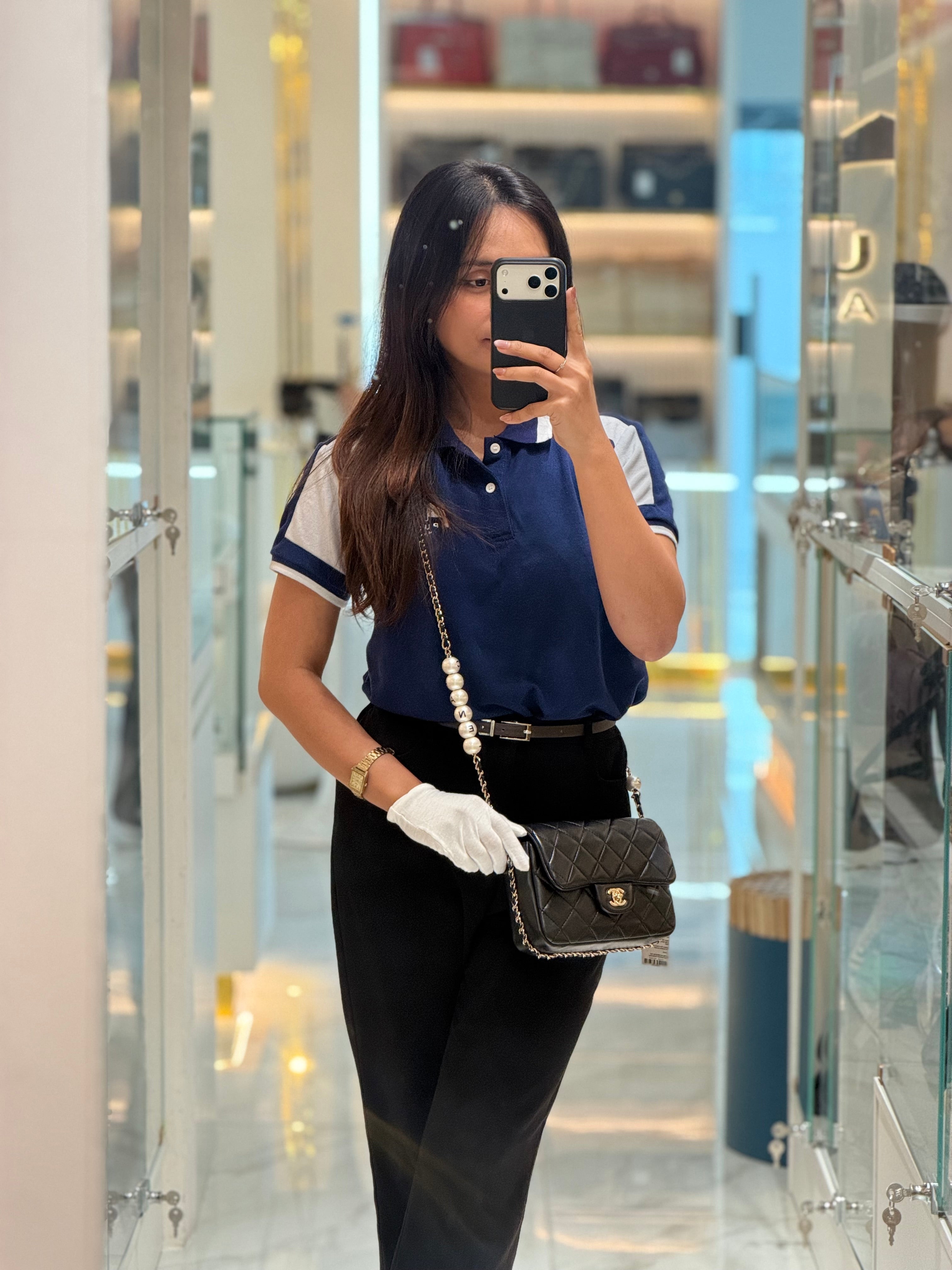 Chanel My Precious Pearls Chain Flap in Black Lambskin and Light Gold Hardware Series 29 | Purse Maison Luxury Bags Shop