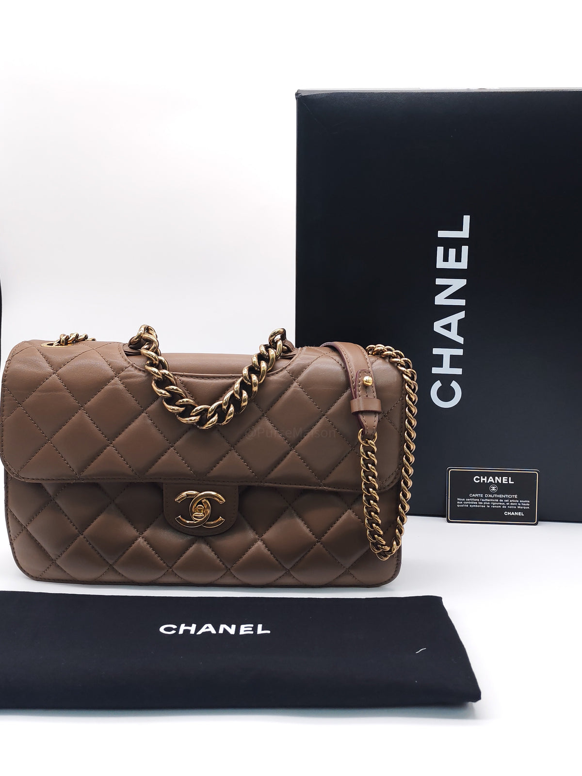 Chanel Perfect Edge Flap Brown Lambskin Series 16 | Purse Maison Luxury Bags Shop