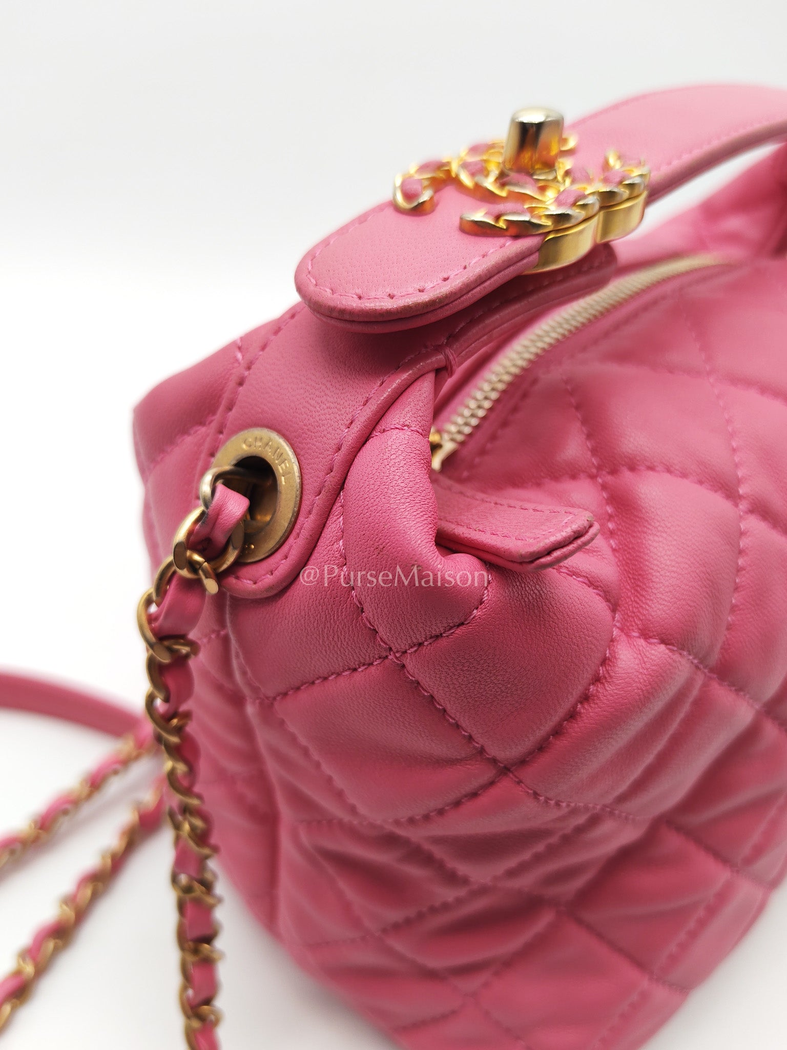 Chanel Perfect Meeting Small in Pink Quilted Lambskin Leather and Aged Gold Hardware Series 29 | Purse Maison Luxury Bags Shop