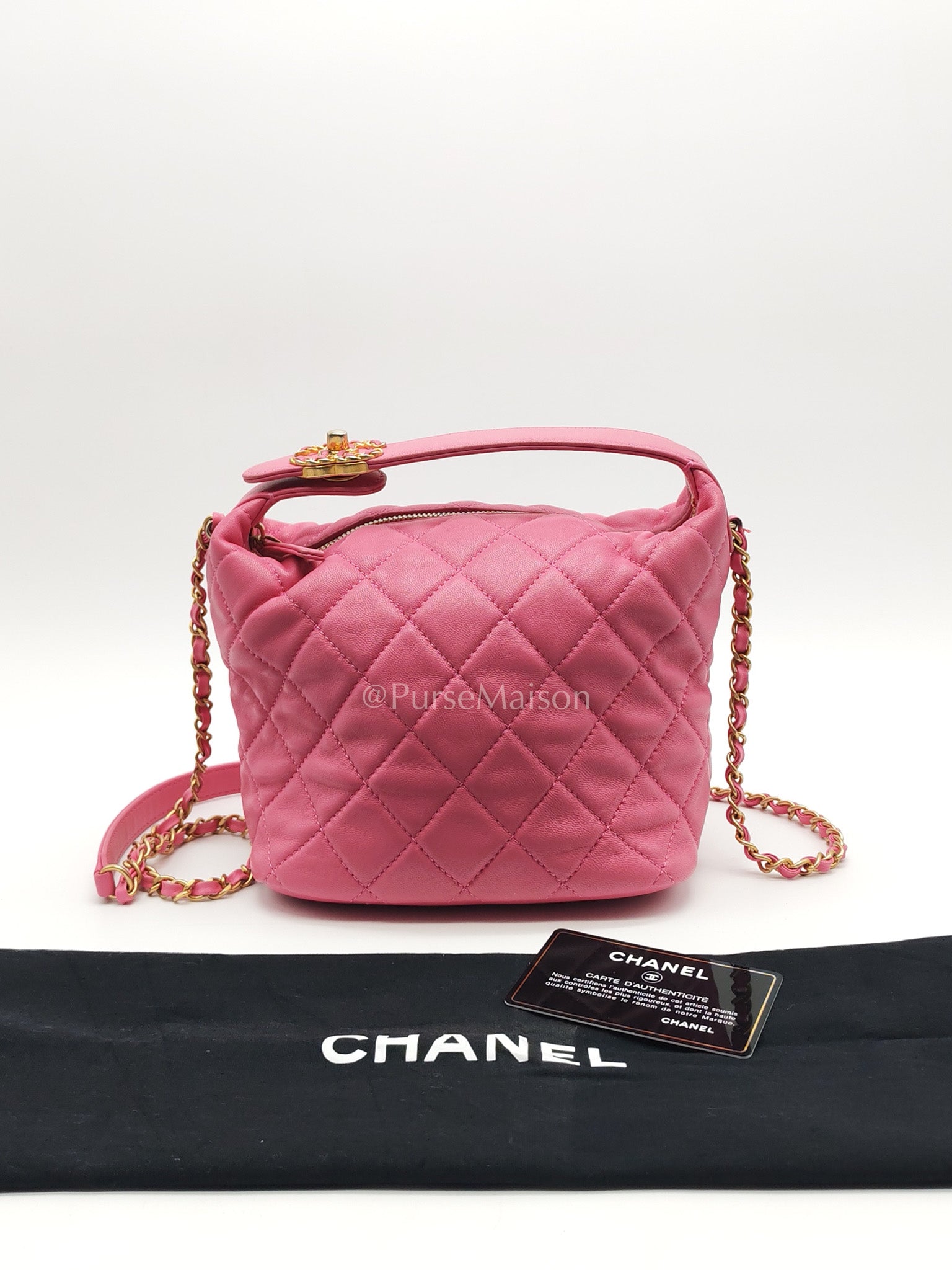 Chanel Perfect Meeting Small in Pink Quilted Lambskin Leather and Aged Gold Hardware Series 29 | Purse Maison Luxury Bags Shop