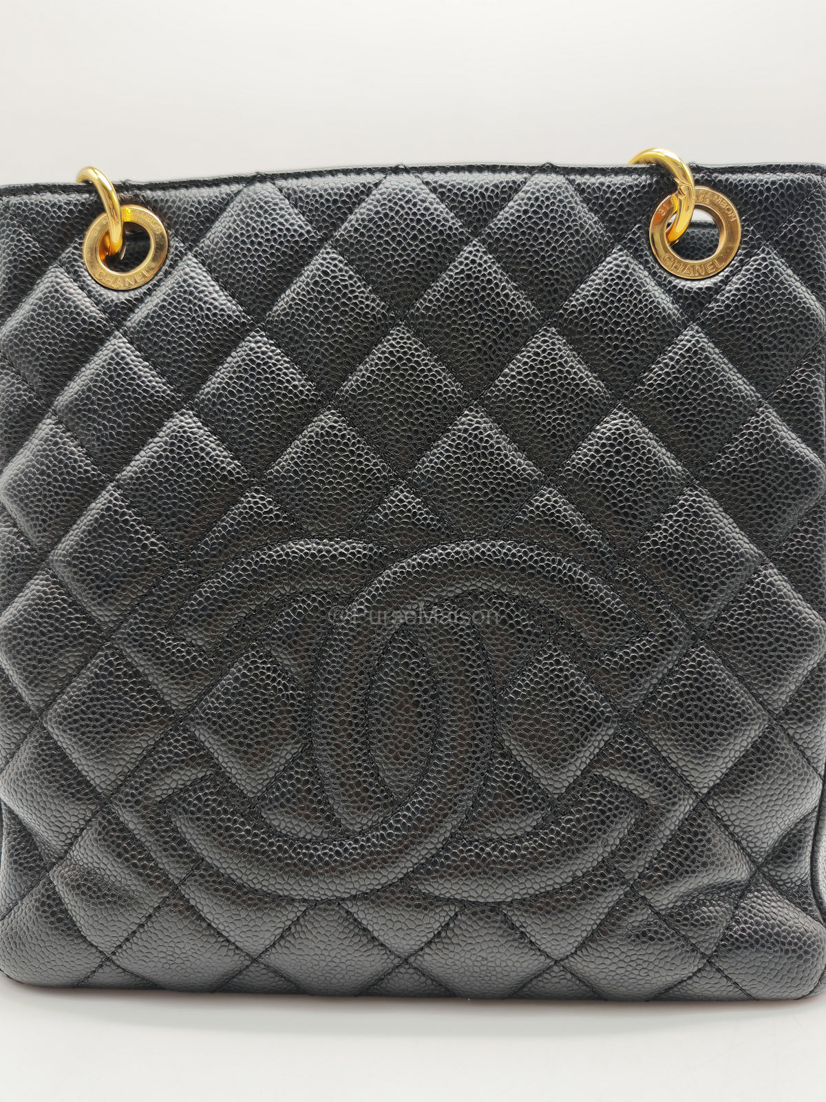 Chanel Petite Shopping Tote (PST) in Black Caviar Leather and Gold Hardware Series 14 | Purse Maison Luxury Bags Shop