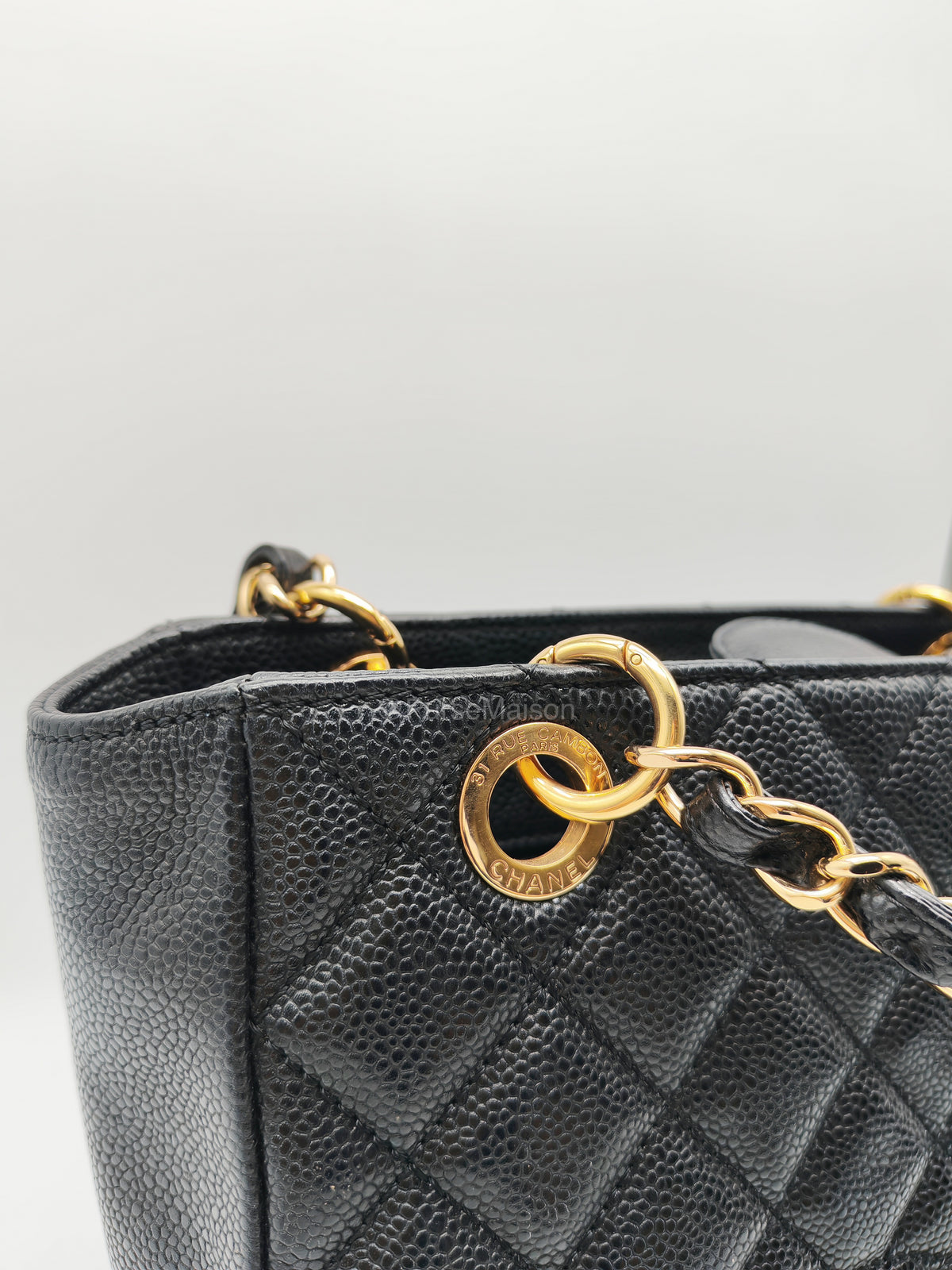 Chanel Petite Shopping Tote (PST) in Black Caviar Leather and Gold Hardware Series 14 | Purse Maison Luxury Bags Shop