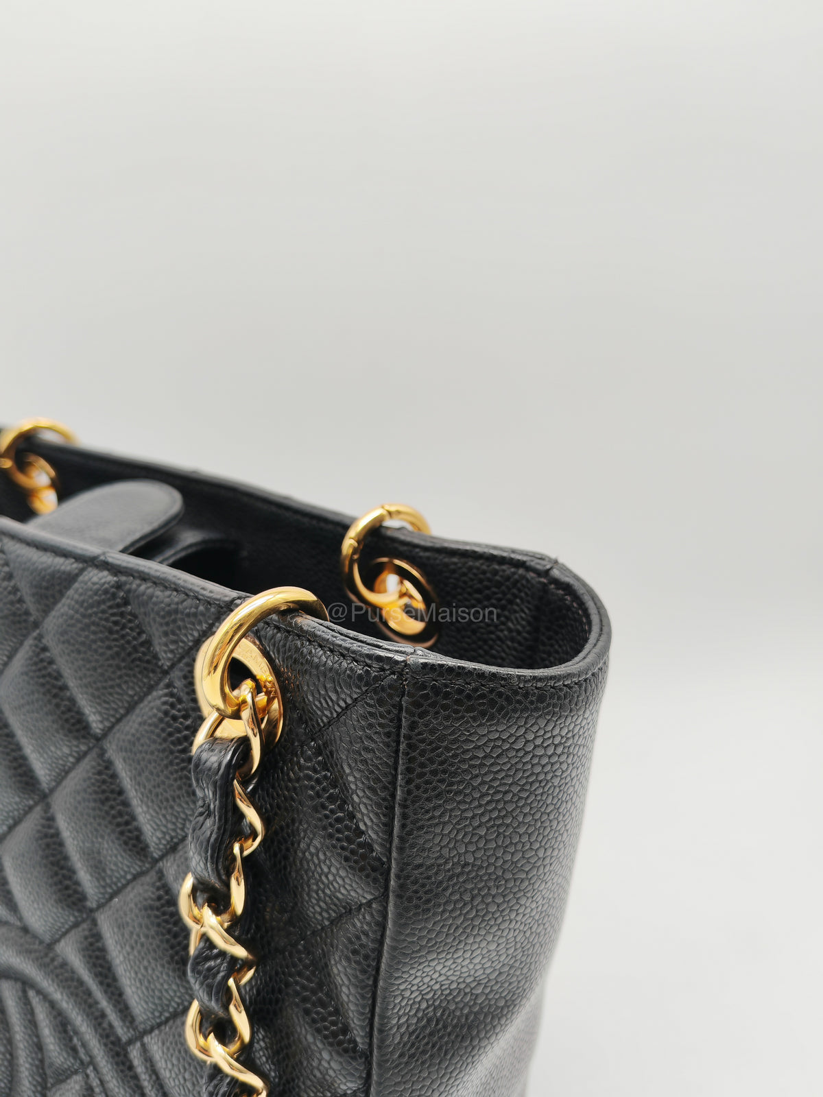 Chanel Petite Shopping Tote (PST) in Black Caviar Leather and Gold Hardware Series 14 | Purse Maison Luxury Bags Shop