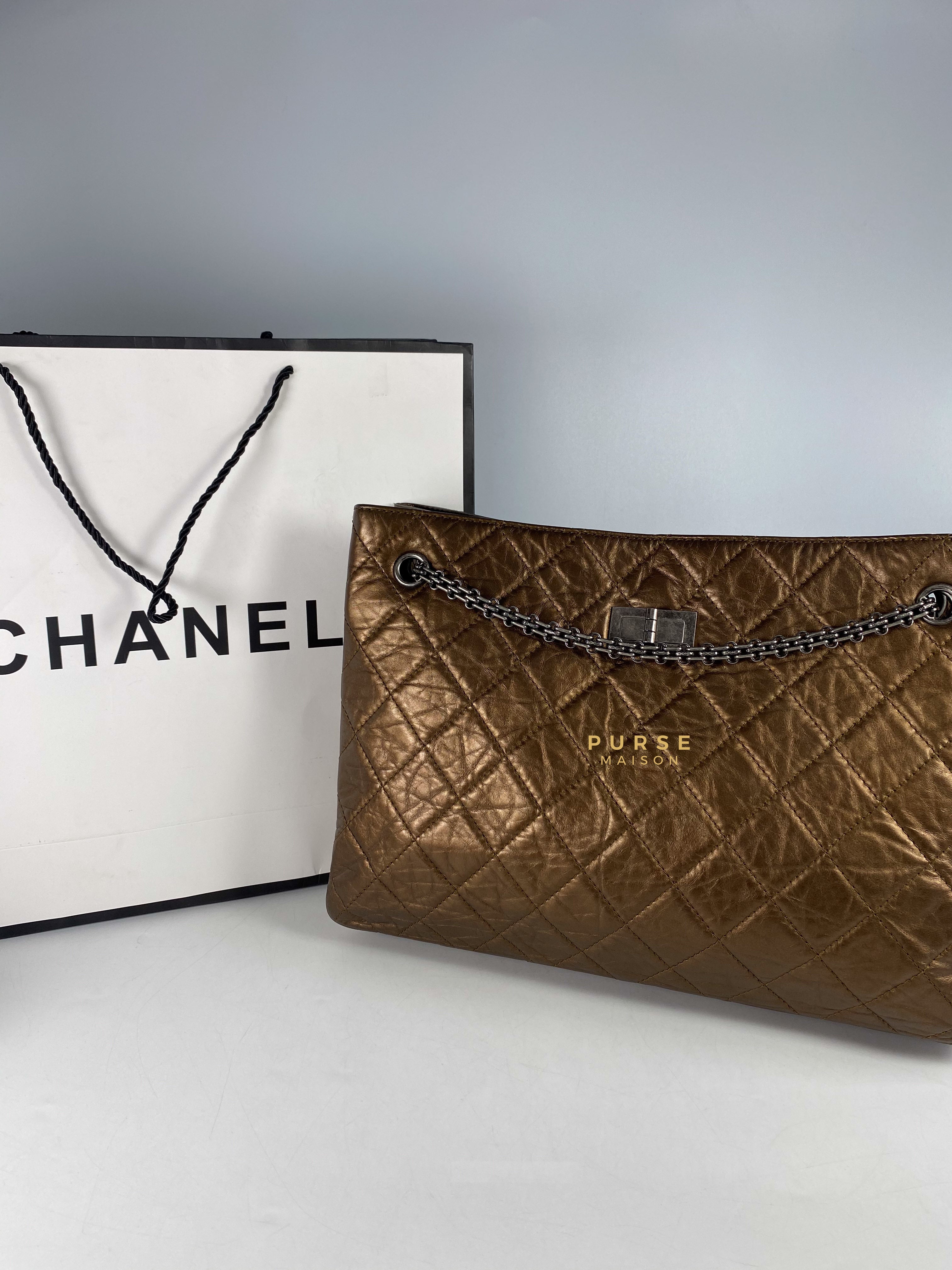 Chanel Reissue Bronze Quilted Distressed Calfskin Leather Tote Bag Series 12 | Purse Maison Luxury Bags Shop
