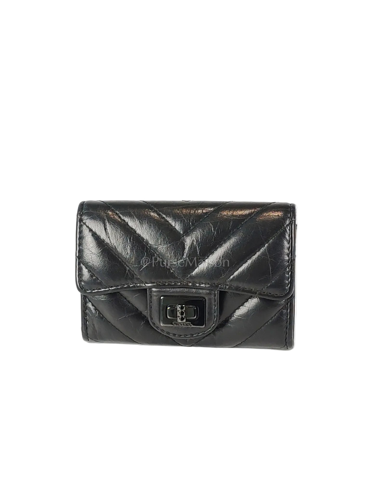 Reissue Flap Card Holder So Black in Distressed Calfskin Leather Series 24 | Purse Maison Luxury Bags Shop