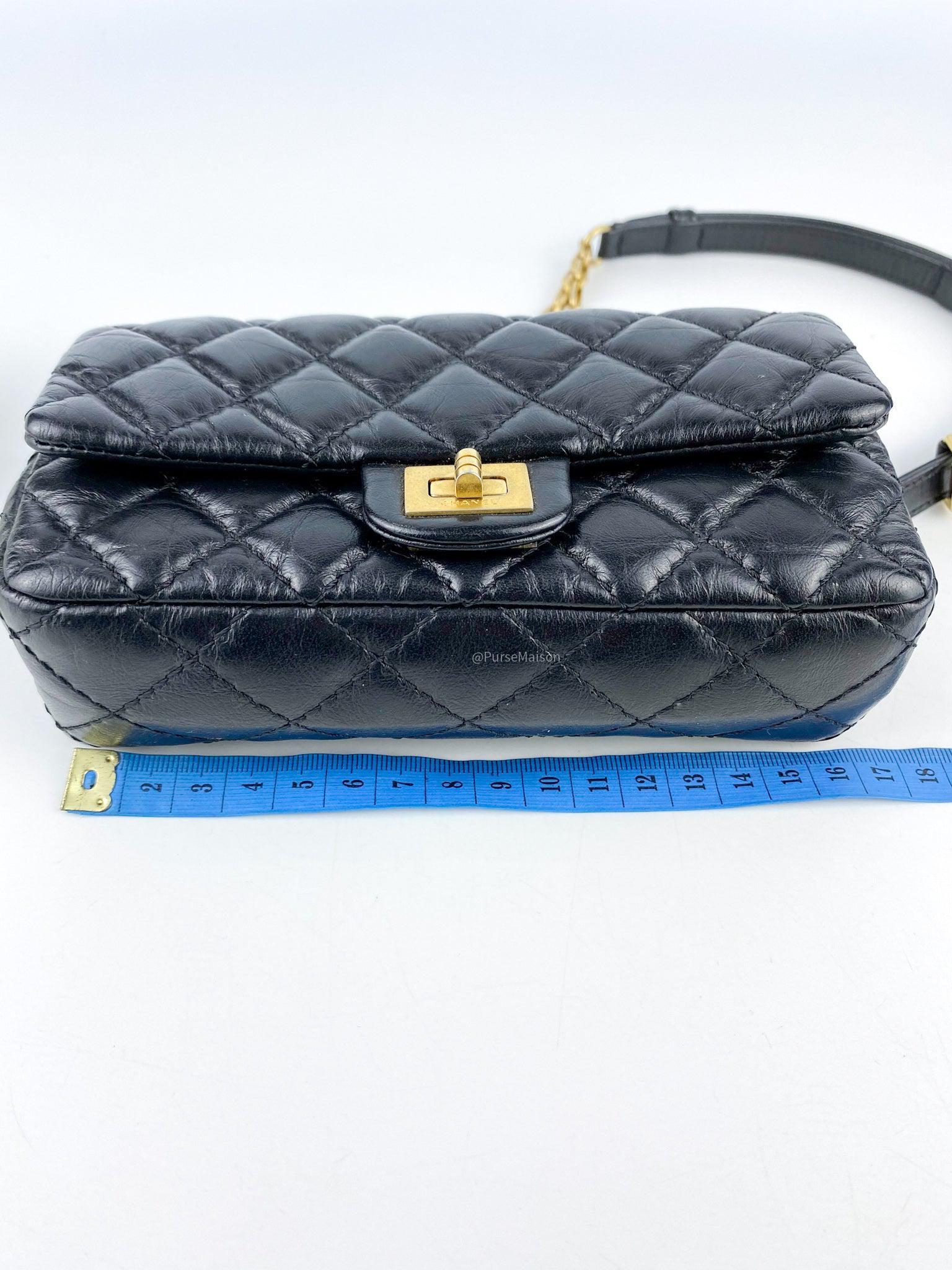 Chanel Reissue Waist Bag Black in Distressed Calfskin and Gold Hardware (Series 26)